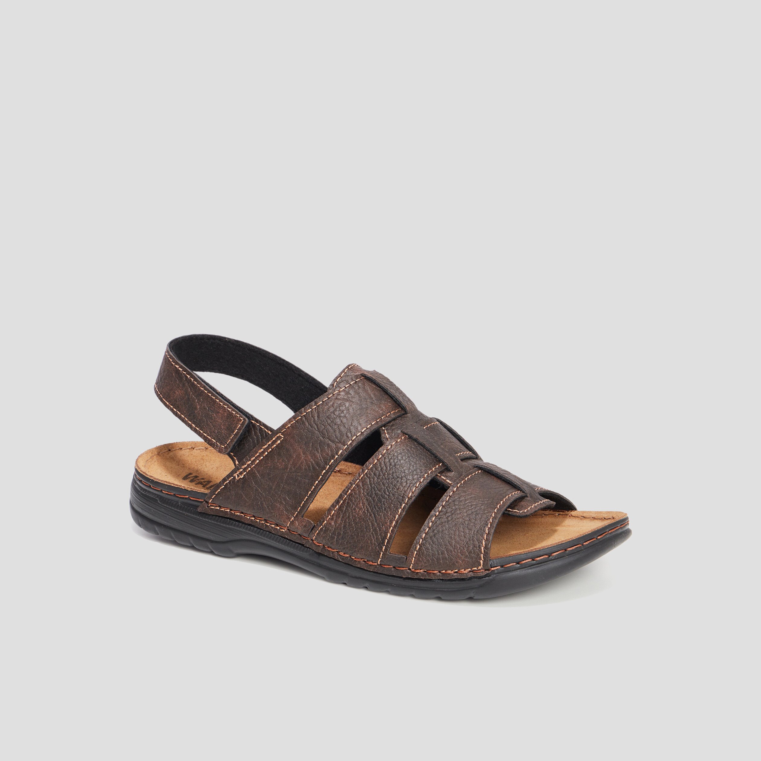 Sandales bride à scratch marron homme