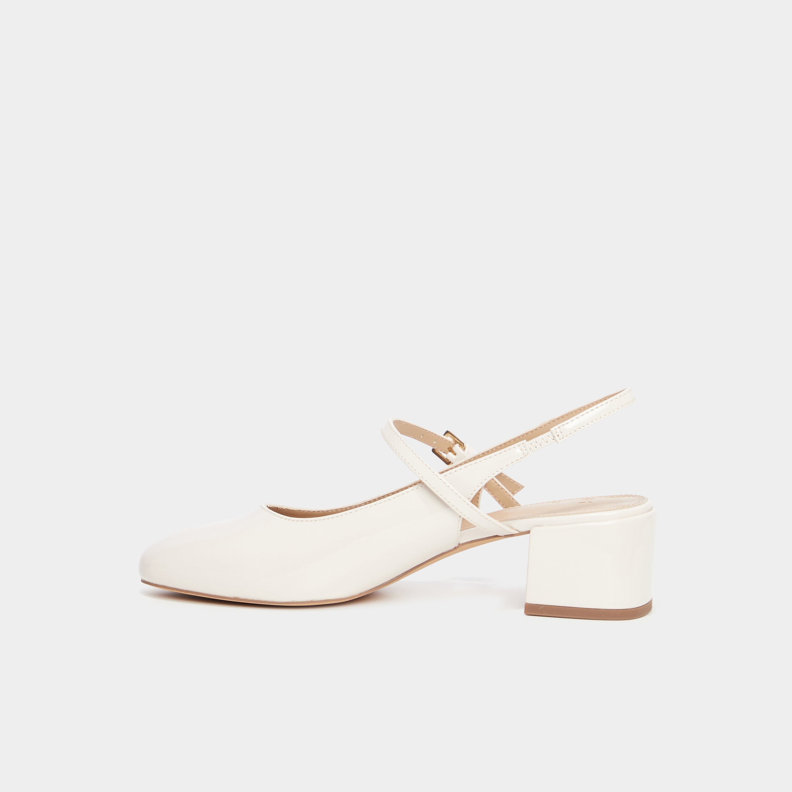 Ballerines &agrave; talons vernies blanc femme