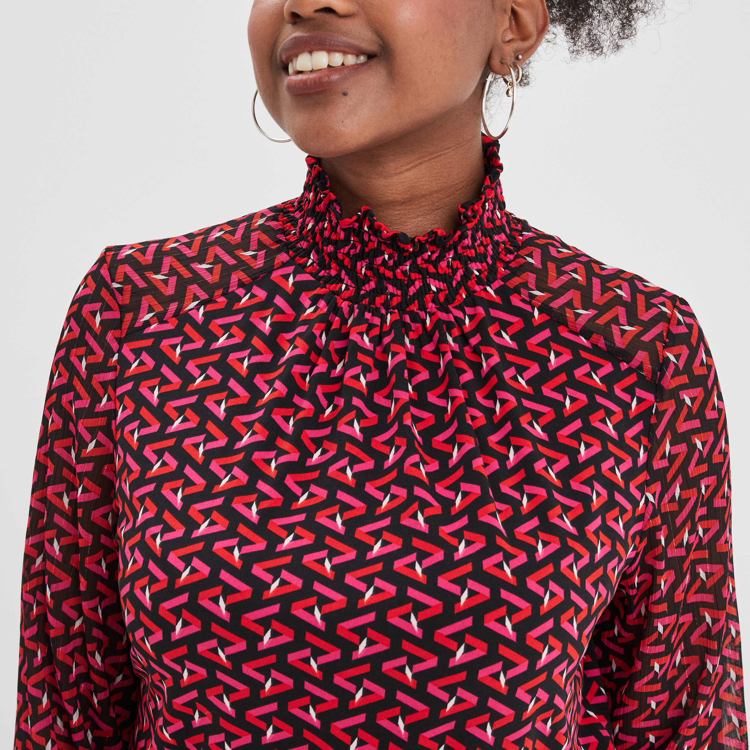 blouse manches longues a col montant noir femme Blouse manches longues à col montant noir femme