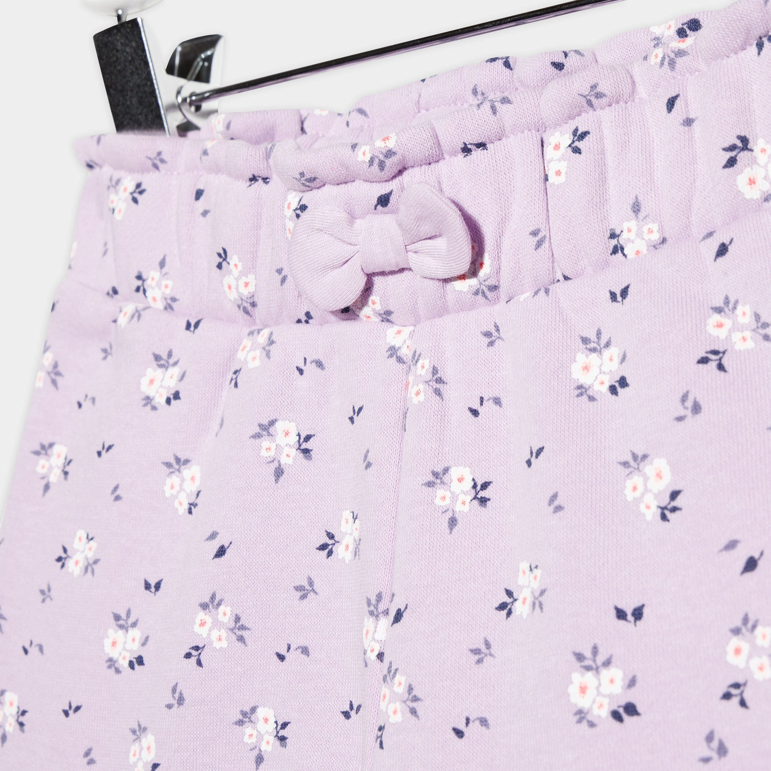 Pantalon jogging molletonné avec noeud parme bébé fille