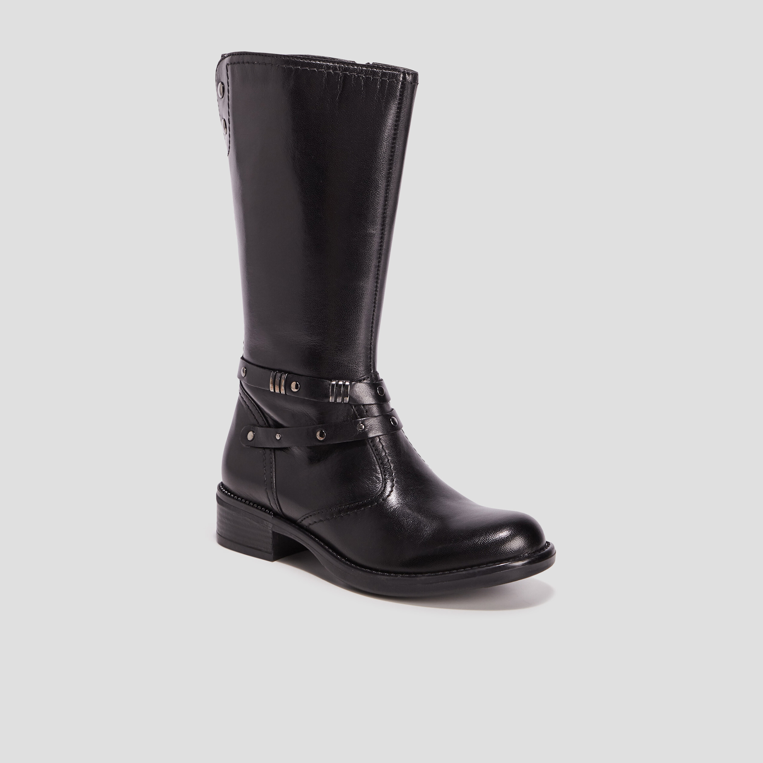 bottes zippees en cuir noir fille Bottes zippées en cuir noir fille