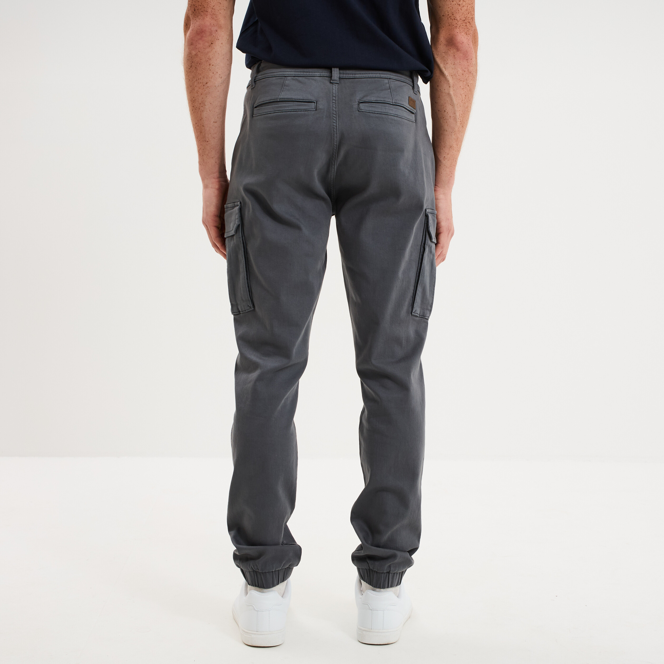 Pantalon cargo slim stretch vert fonc&eacute; homme