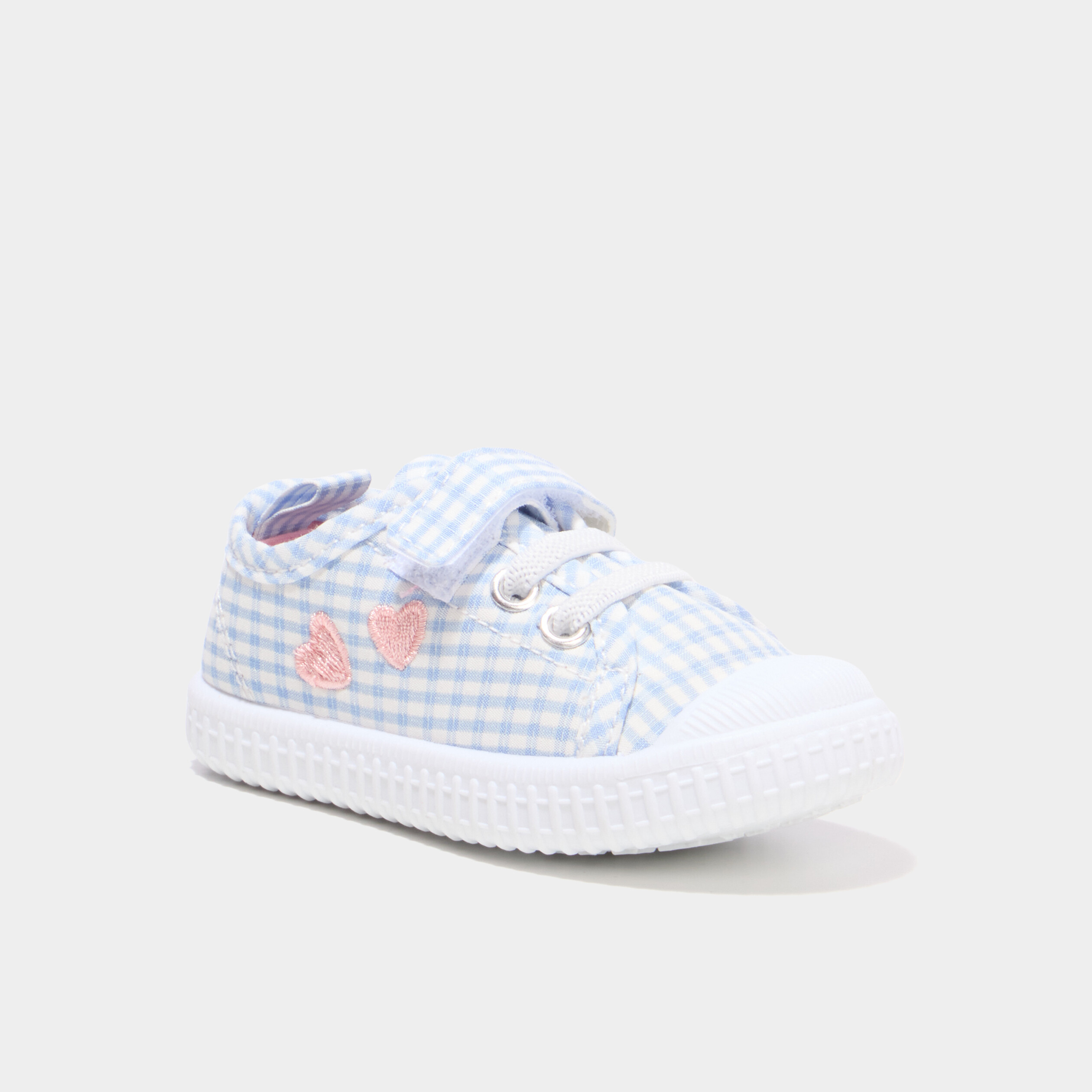 Tennis basses toile semelle souple bleu ciel b&eacute;b&eacute; fille