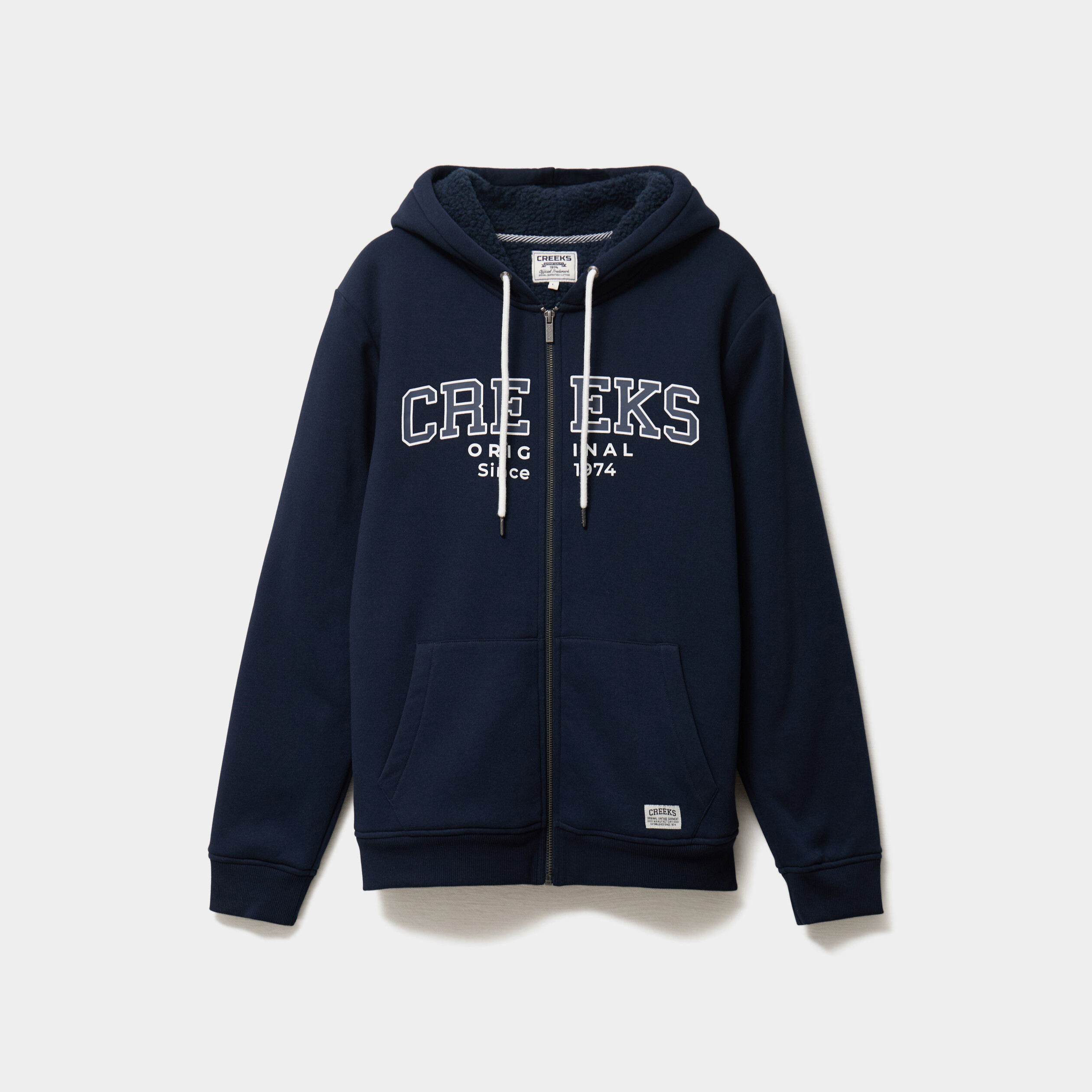 sweat zippe a capuche double bleu marine homme Sweat zippé à capuche doublé bleu marine homme