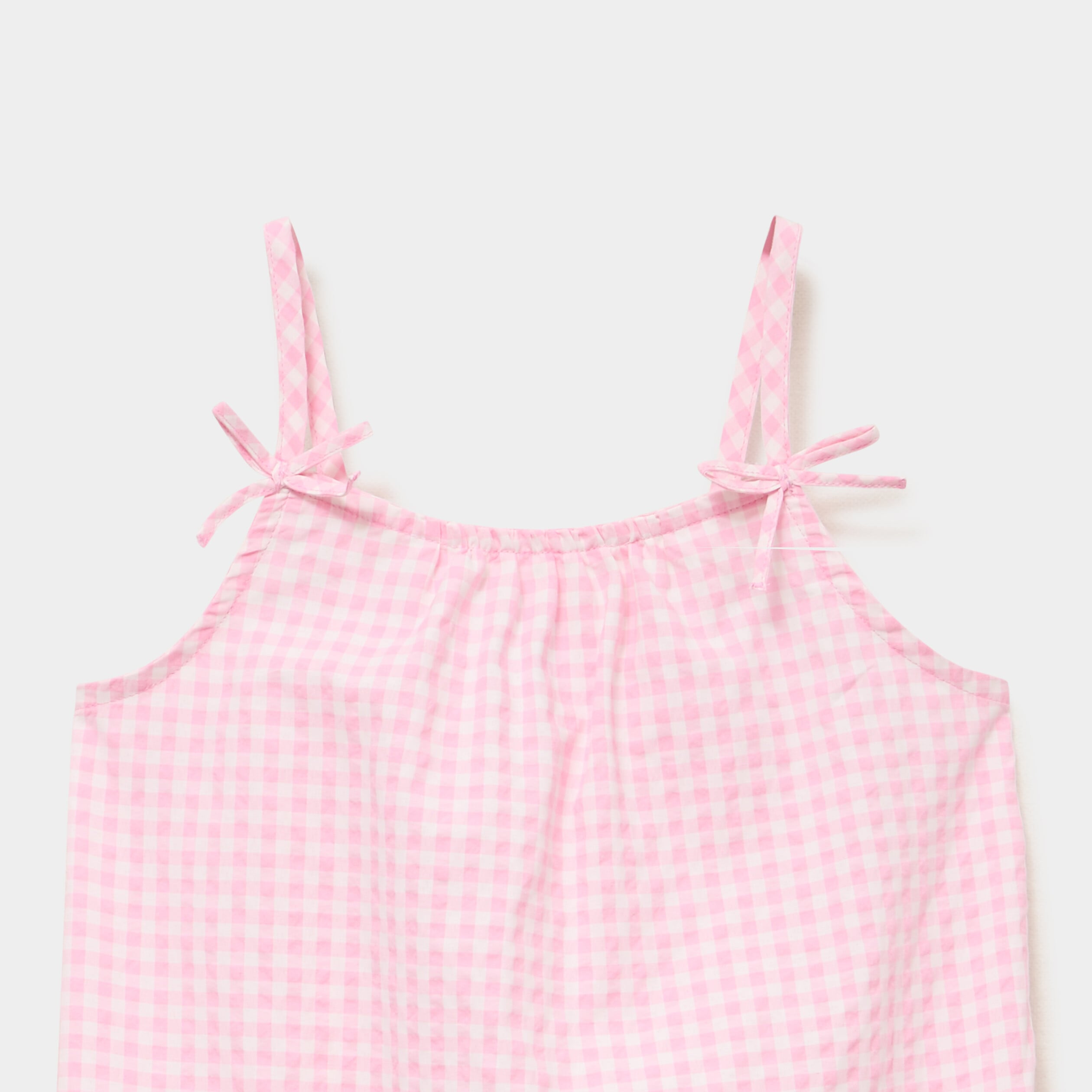 Robe courte &agrave; bretelles et volants rose fille