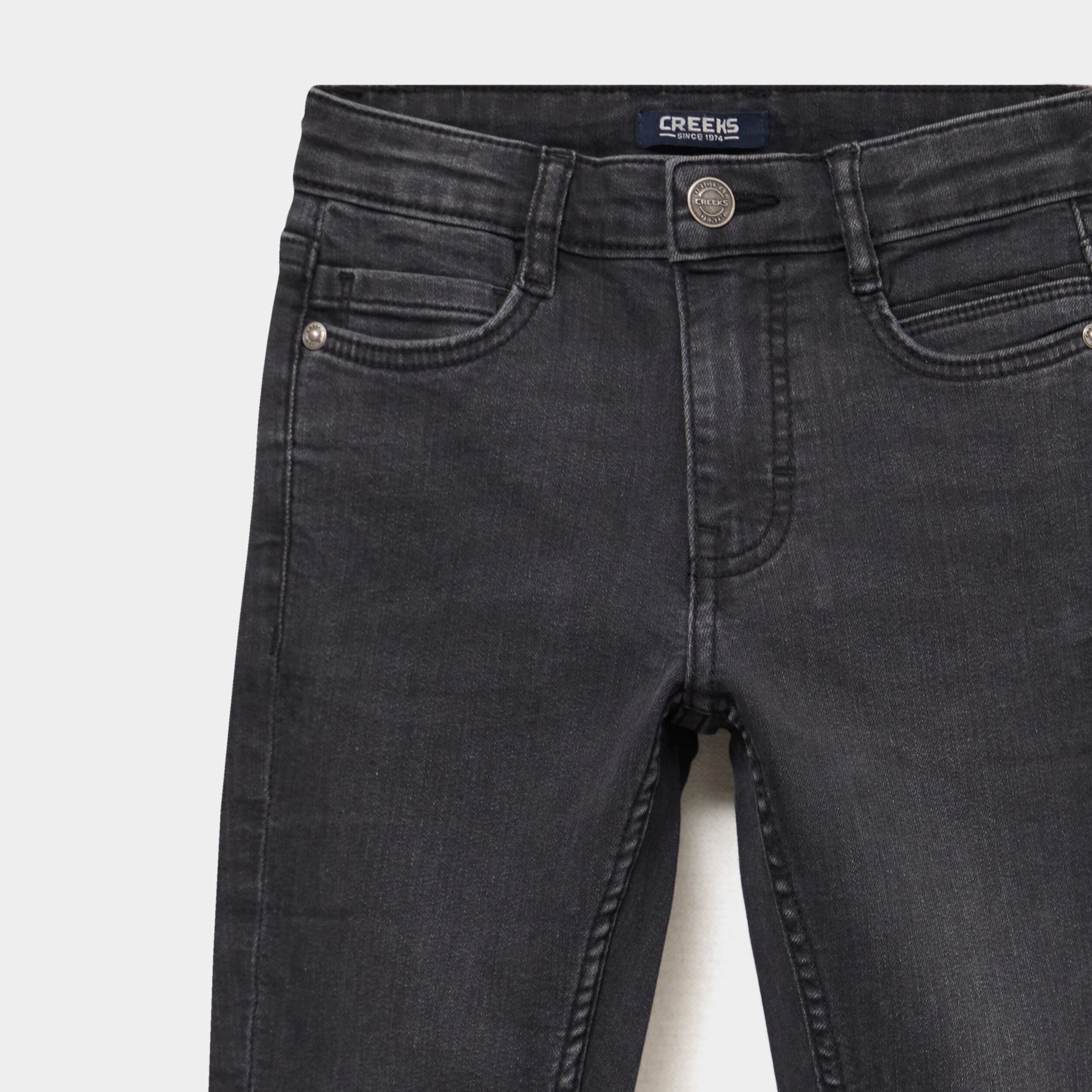 Jean skinny 5 poches taille ajustable denim noir gar&ccedil;on
