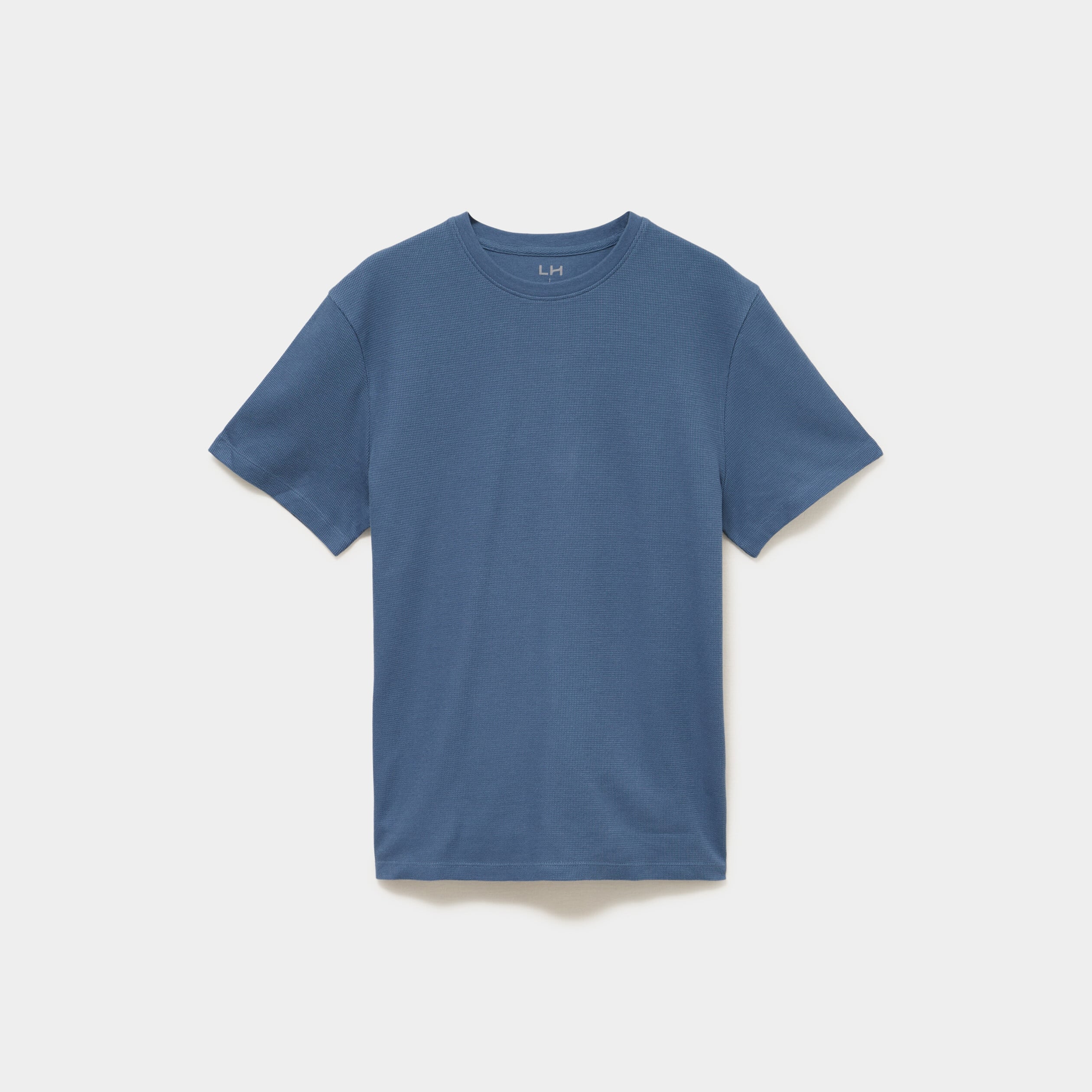 T-shirt textur&eacute; droit col rond coton bleu gris homme