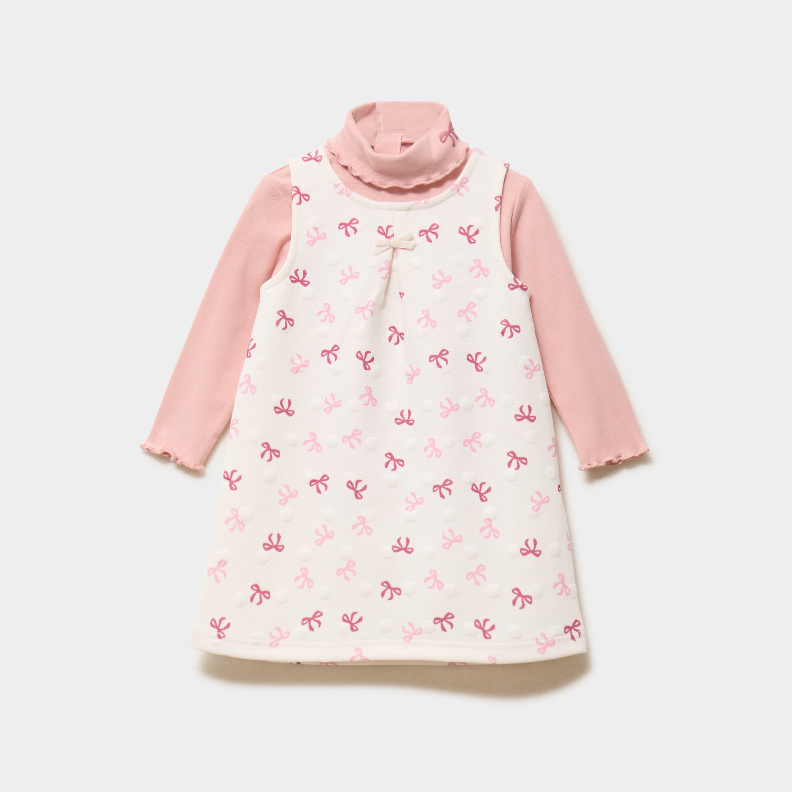 Ensemble 2 pi&egrave;ces t-shirt et robe creme b&eacute;b&eacute; fille