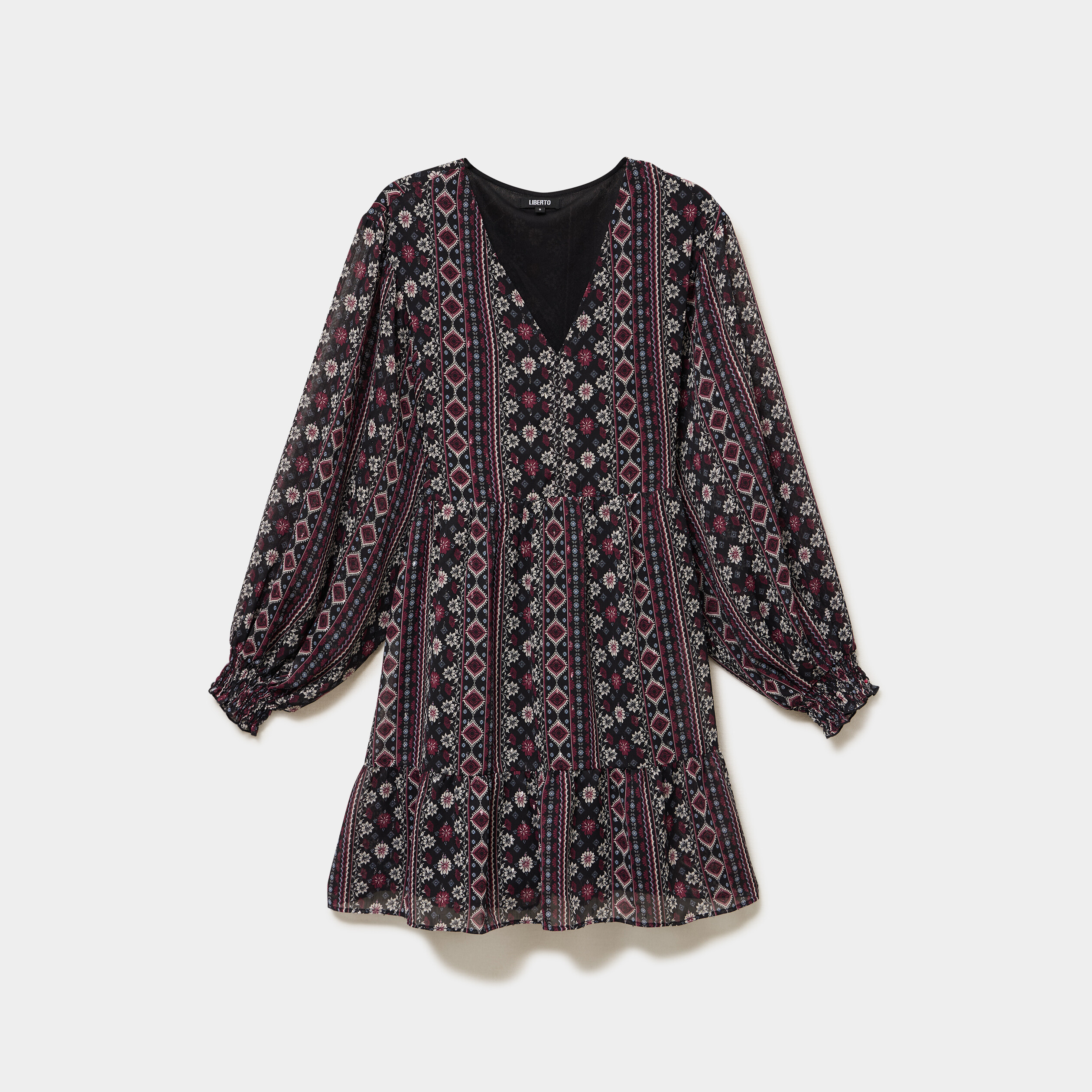 Robe fluide manches longues noir femme