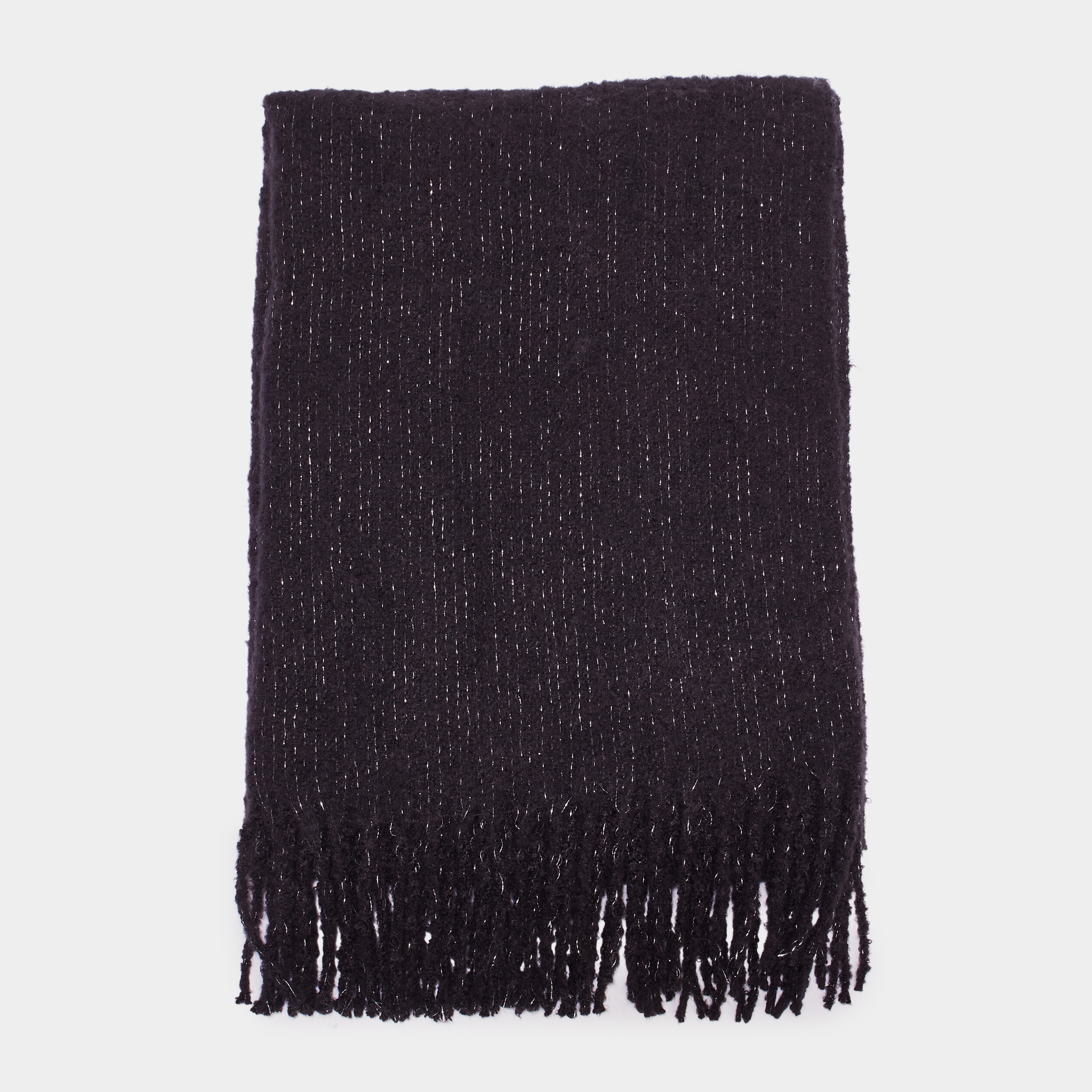&Eacute;charpe &agrave; bords franges longues noir femme