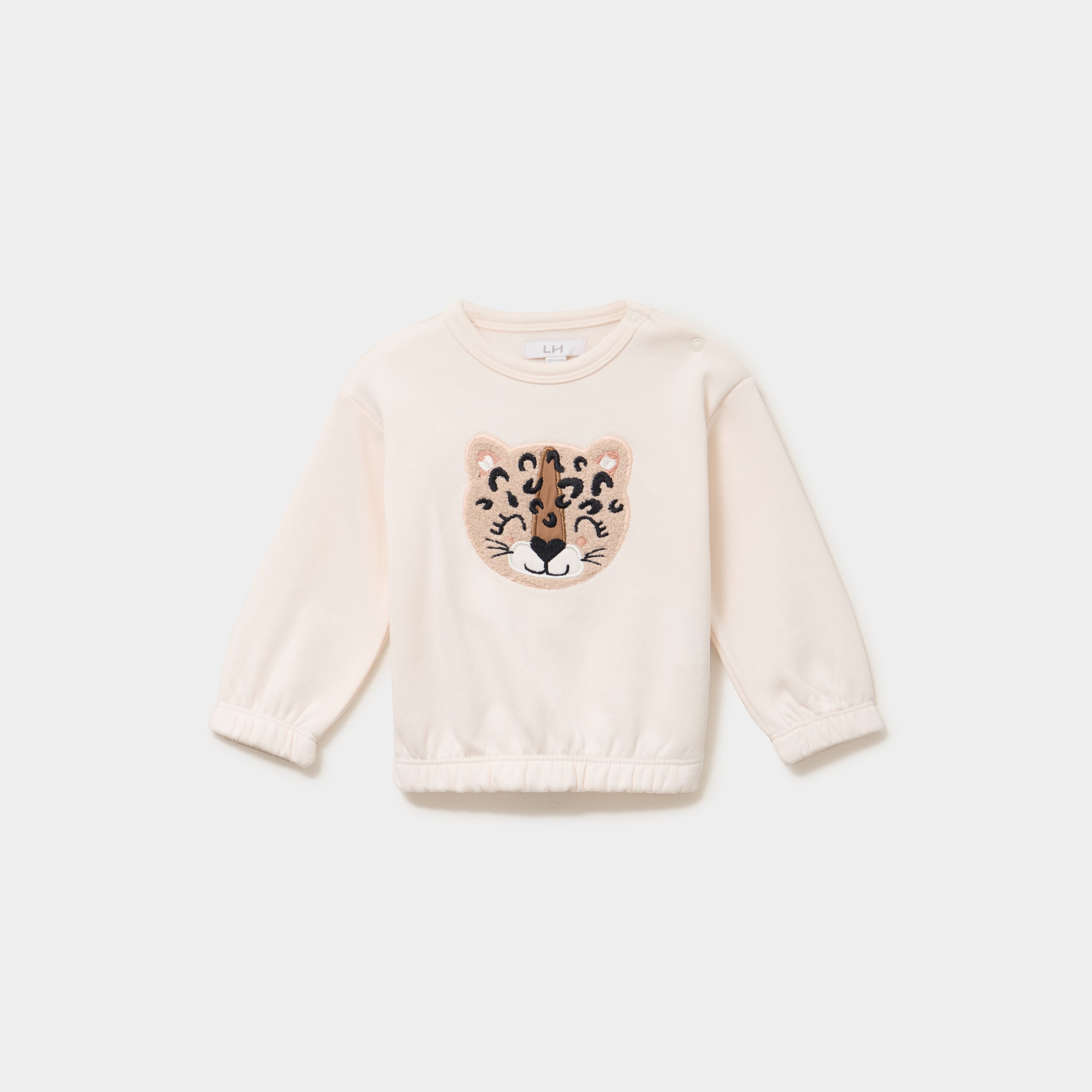 Sweat molletonn&eacute; &eacute;paule boutonn&eacute;e creme b&eacute;b&eacute; fille