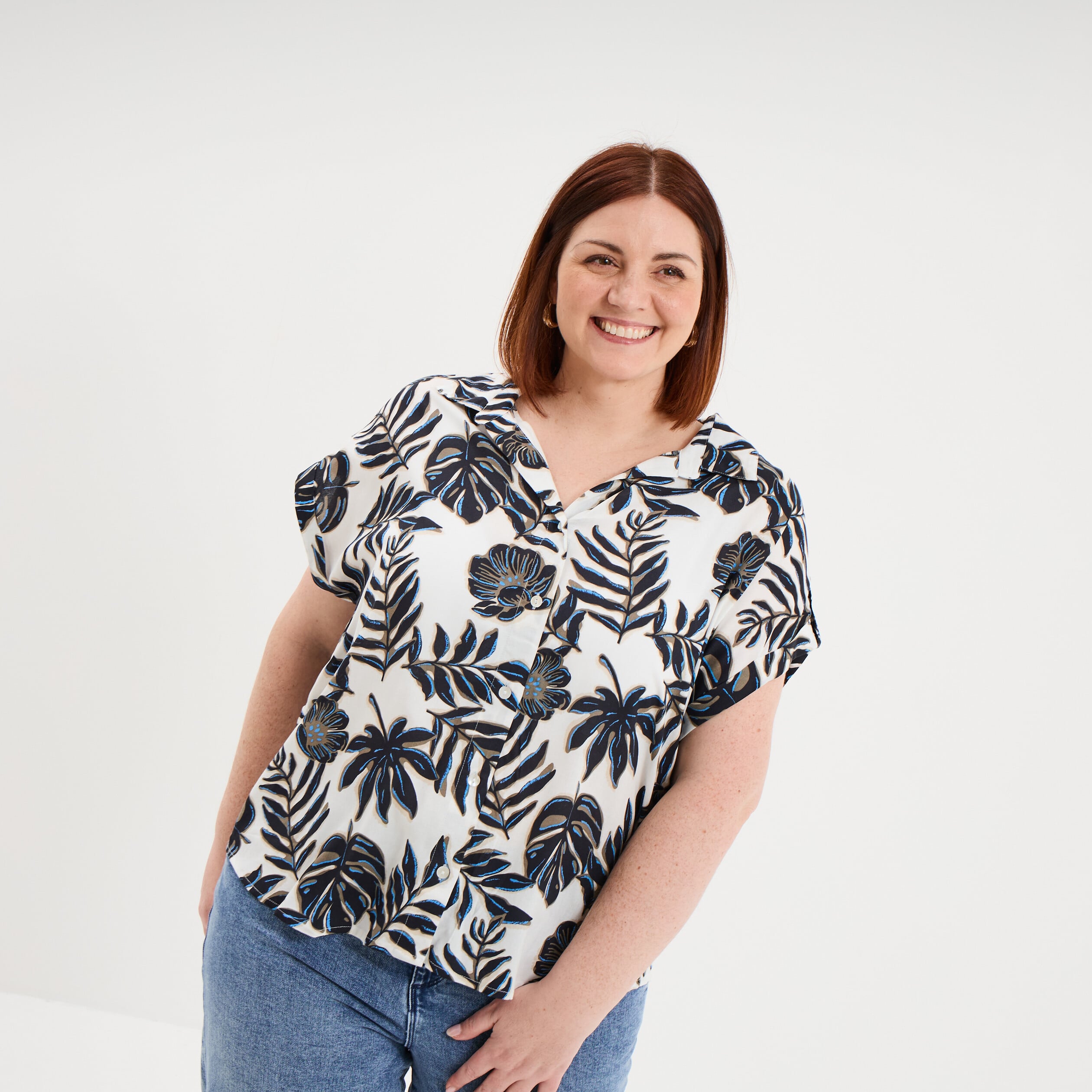 Chemise manches courtes ecru femme grande taille