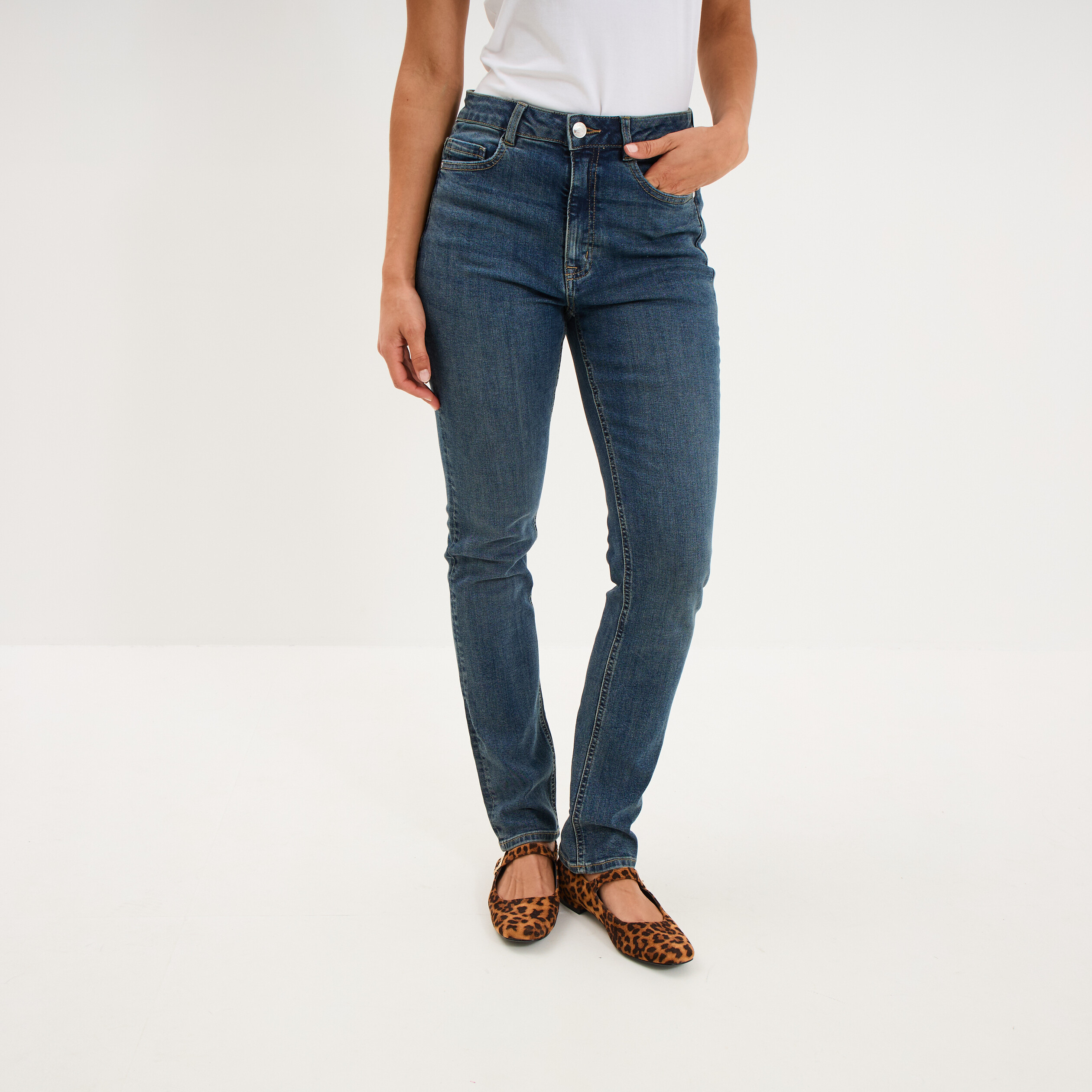 Jeans slim taille haute denim dirty femme