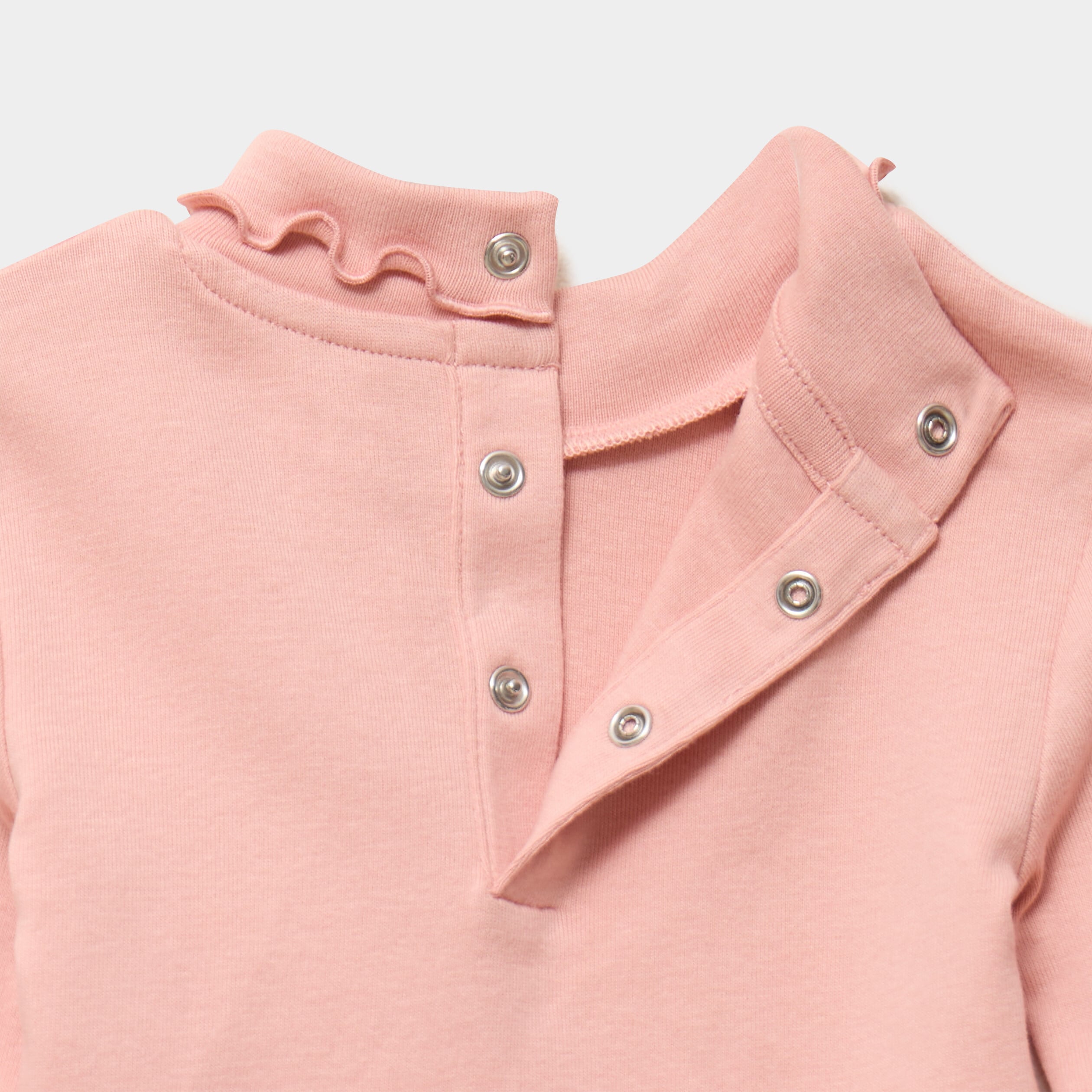 Lot 2 t-shirts sous pulls &agrave; col roul&eacute; rose clair b&eacute;b&eacute; fille