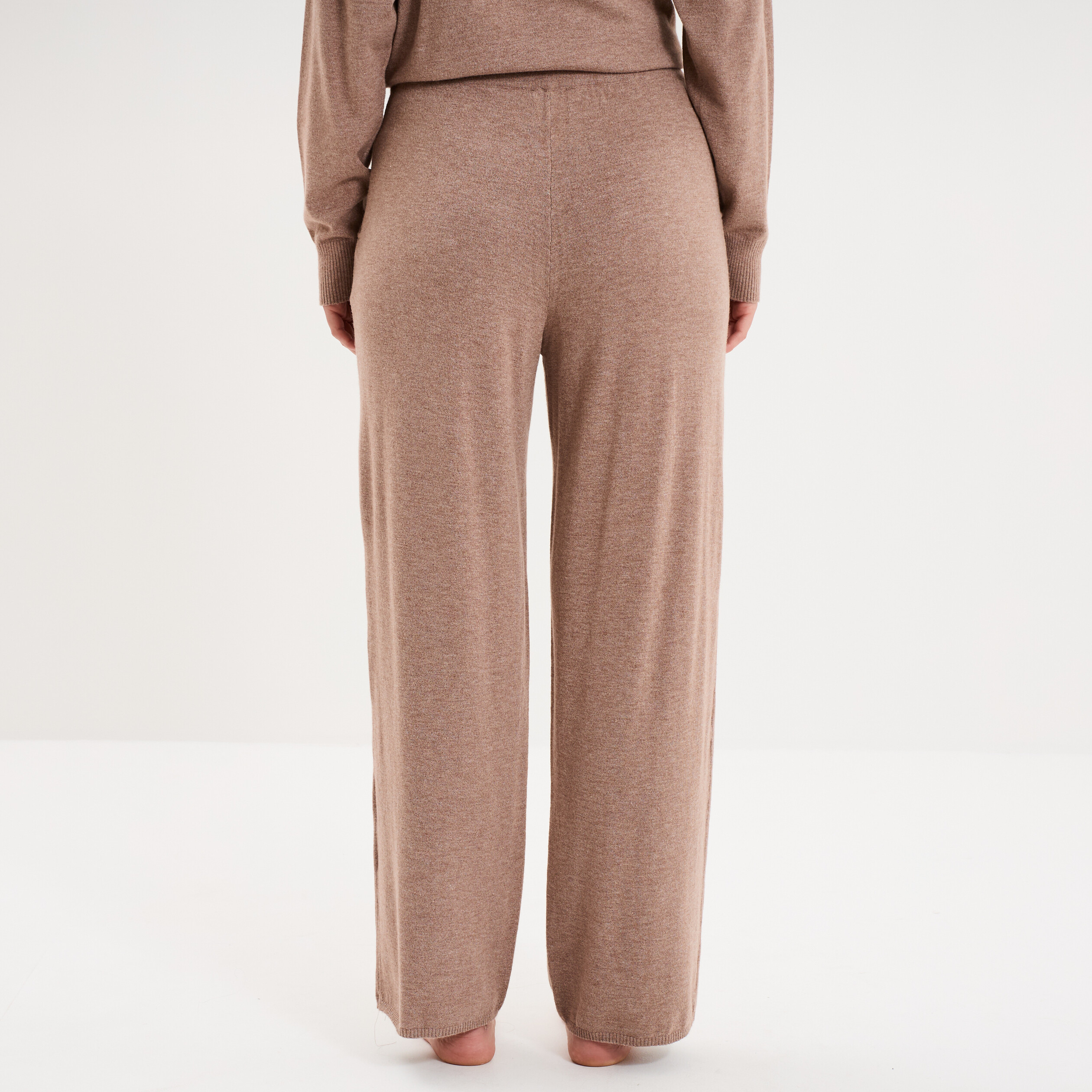 Pantalon de pyjama large en maille marron chocolat femme