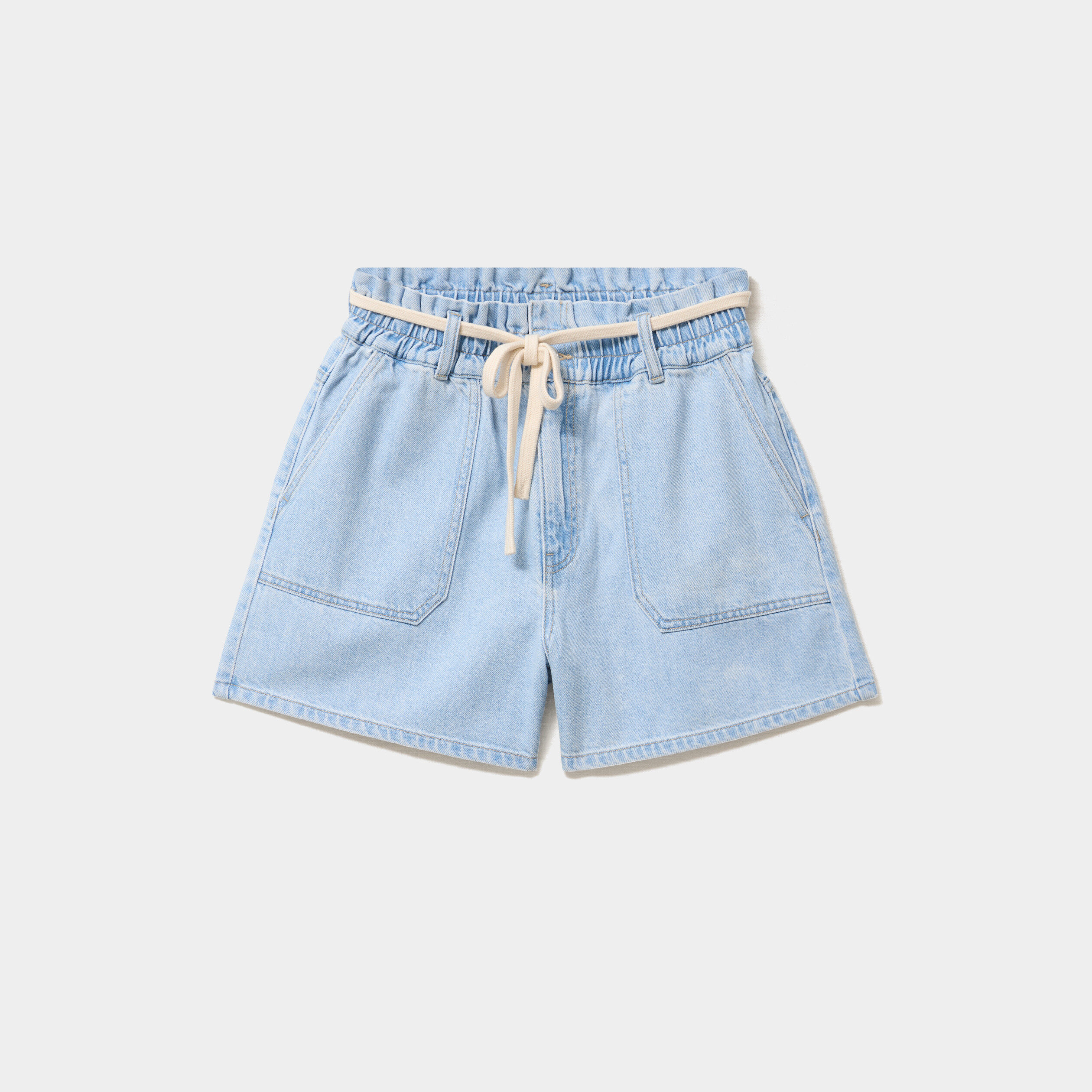 Short mom en jean ceinture cordon denim triple stone femme