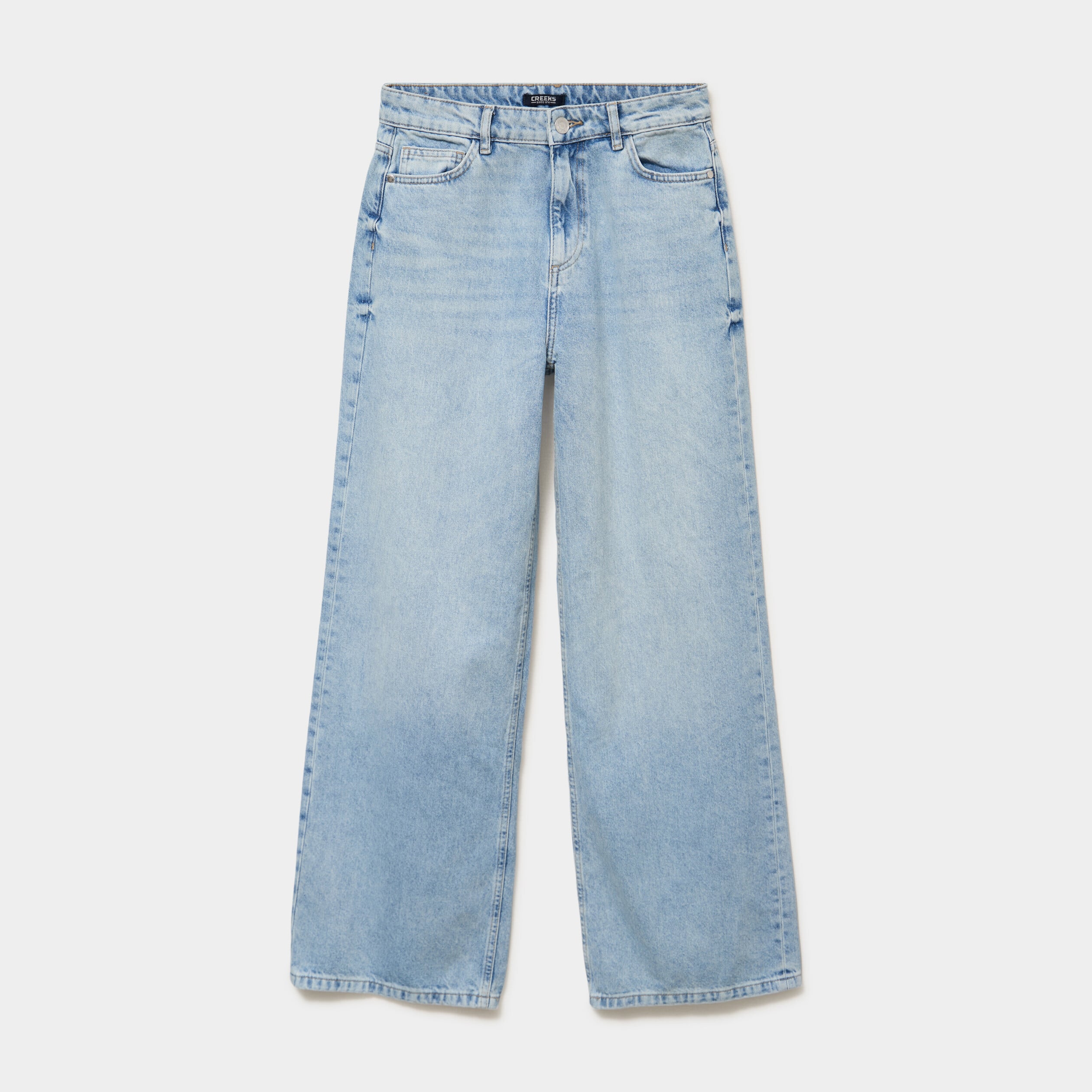 Jean large taille haute coton denim double stone femme