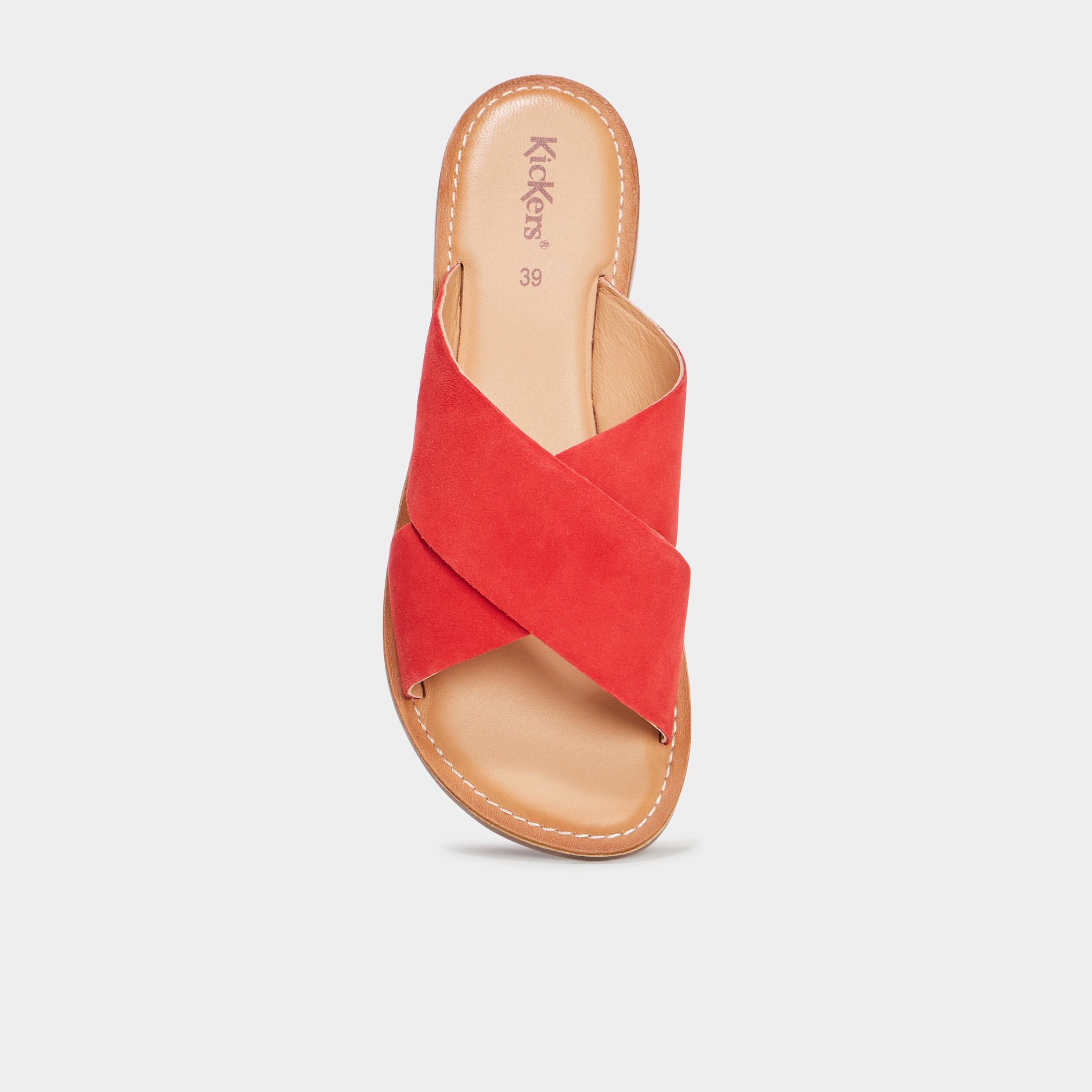 Mules Kickers Orange Femme Mules Brides Croisées En Cuir Kickers