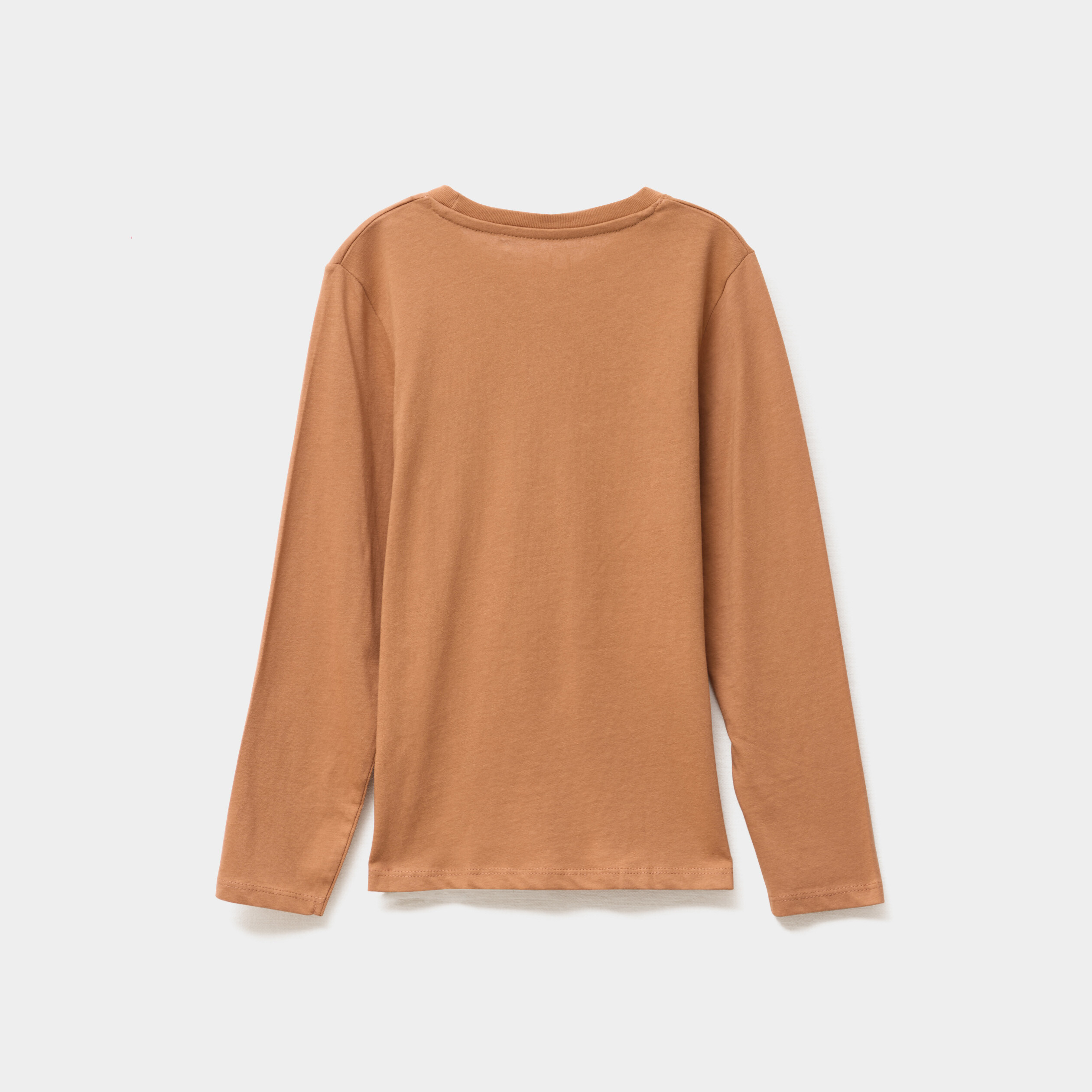 t shirt col rond manches longues coton camel garcon T-shirt col rond manches longues coton camel garçon