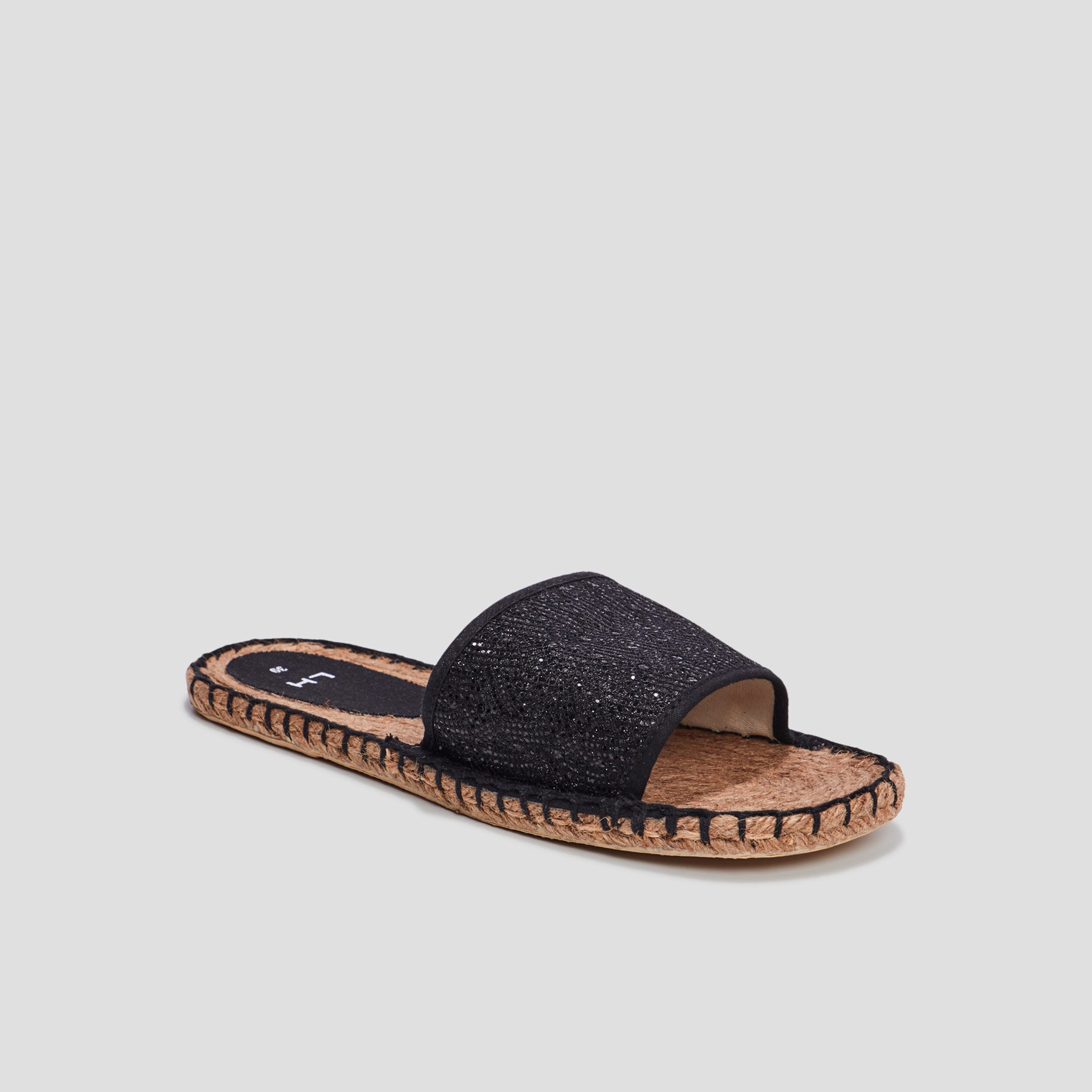 Mules d&eacute;tails cordes noir femme