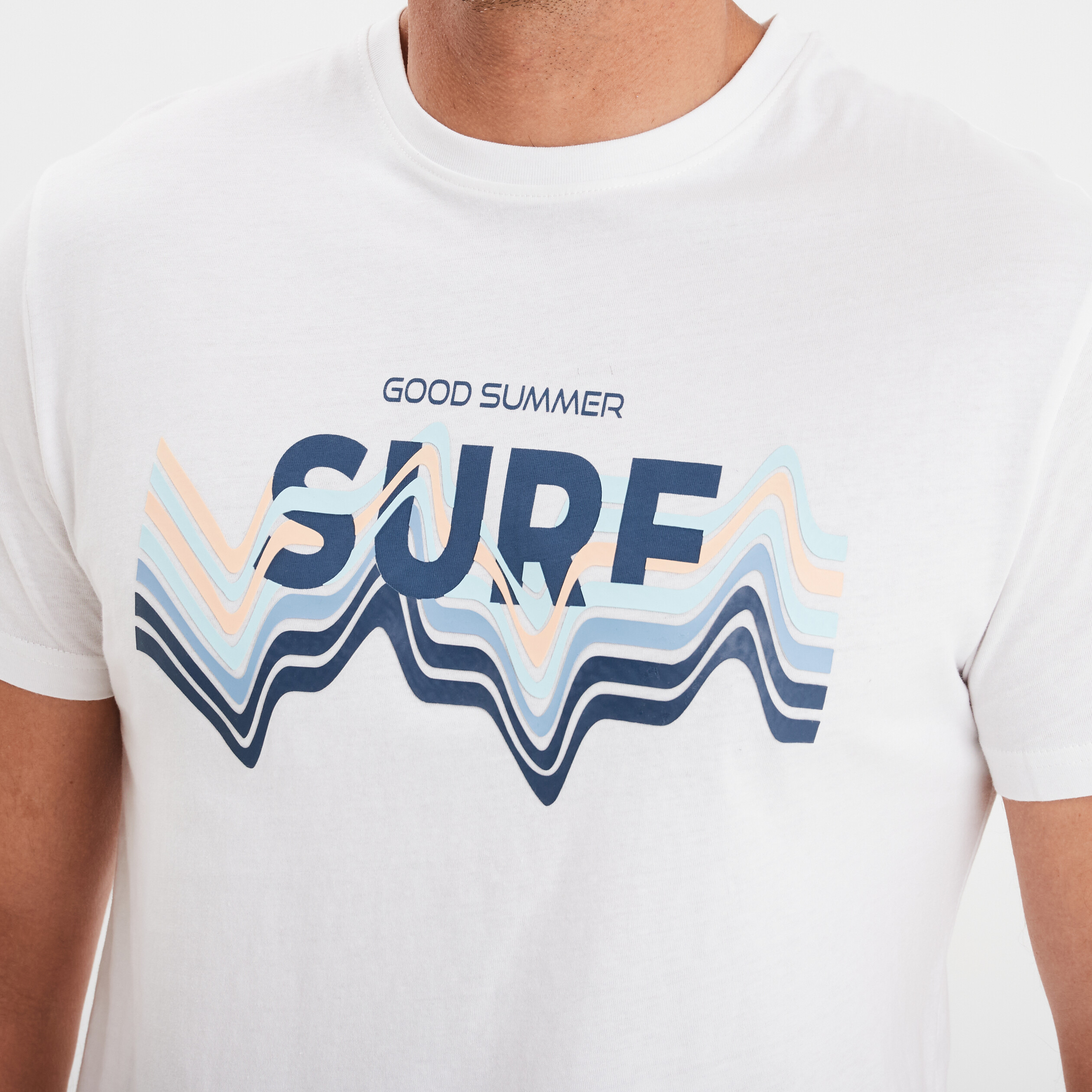 t shirt droit a manches courtes creeks blanc homme T-shirt droit à manches courtes Creeks blanc homme