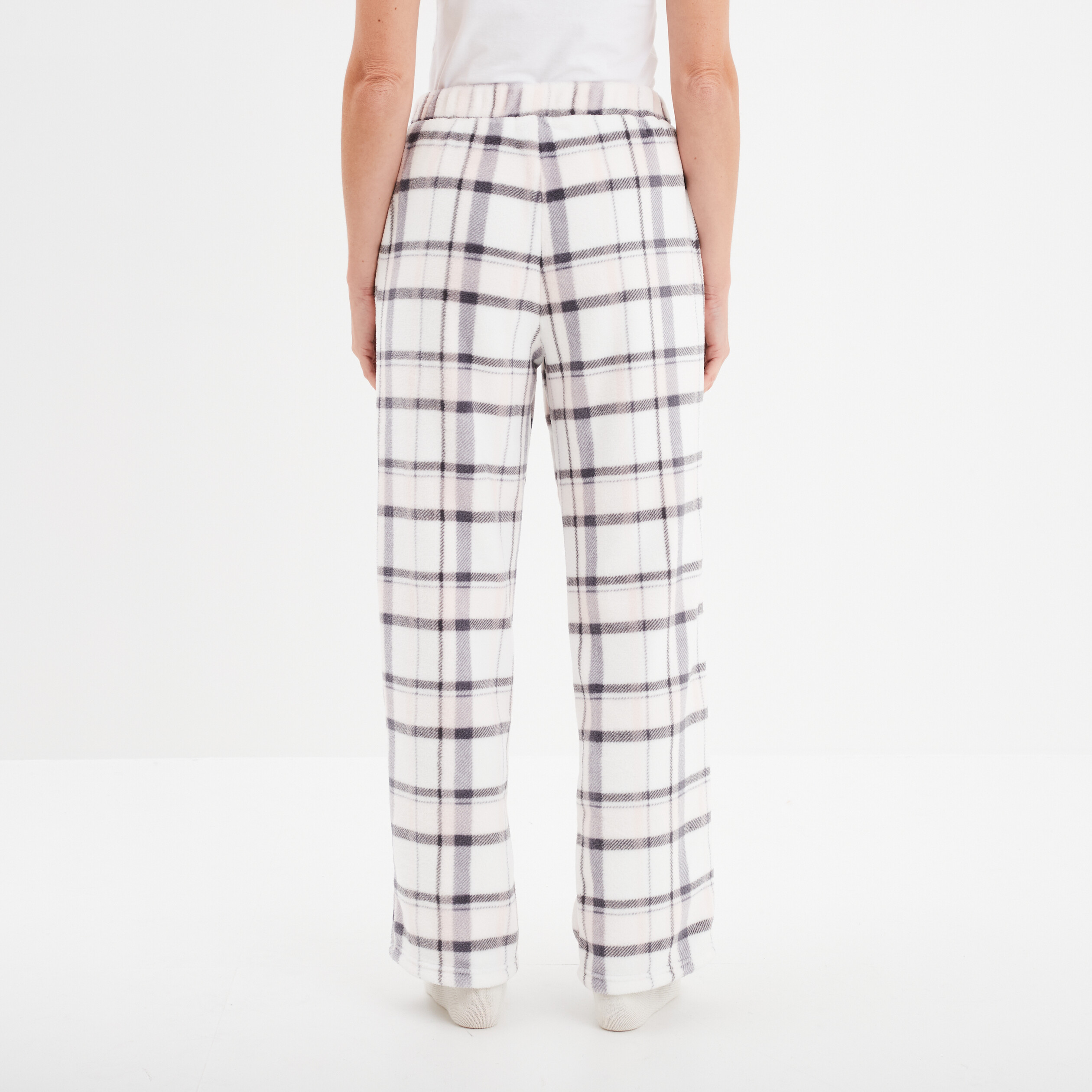 Pantalon de pyjama effet polaire gris femme