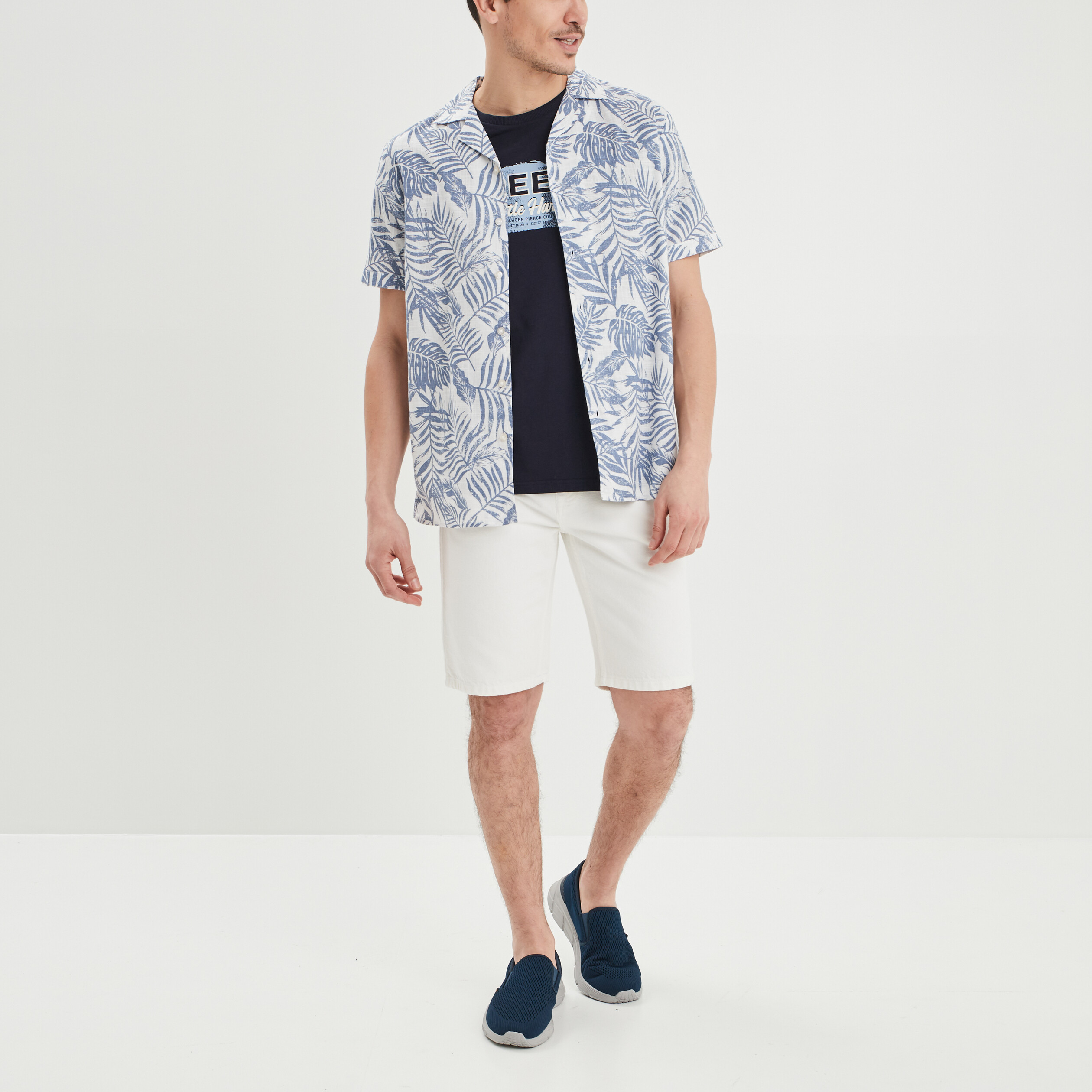 bermuda droit 5 poches en jean creeks denim blanc homme Bermuda droit 5 poches en jean Creeks denim blanc homme