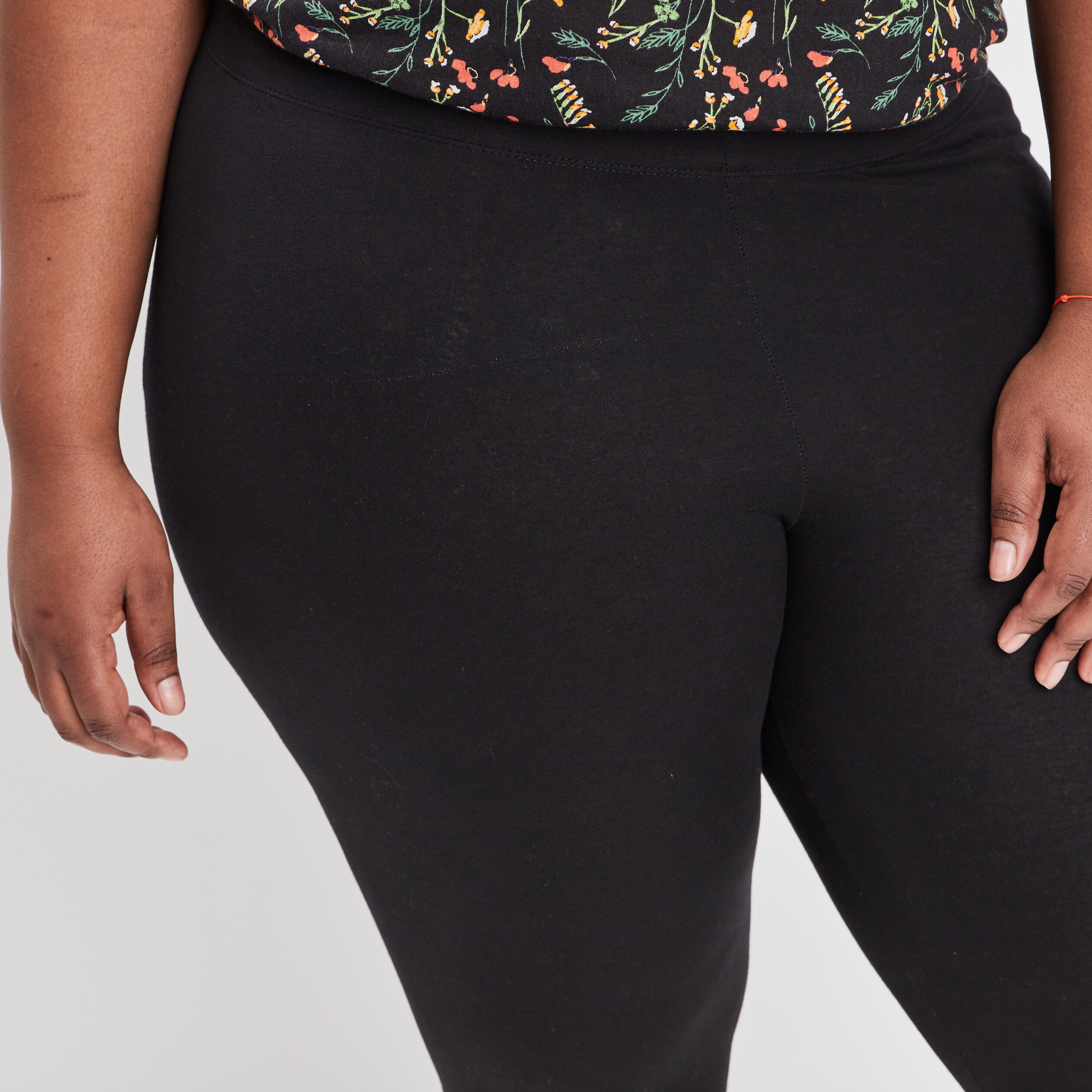 Legging corsaire taille &eacute;lastiqu&eacute;e noir femme grande taille