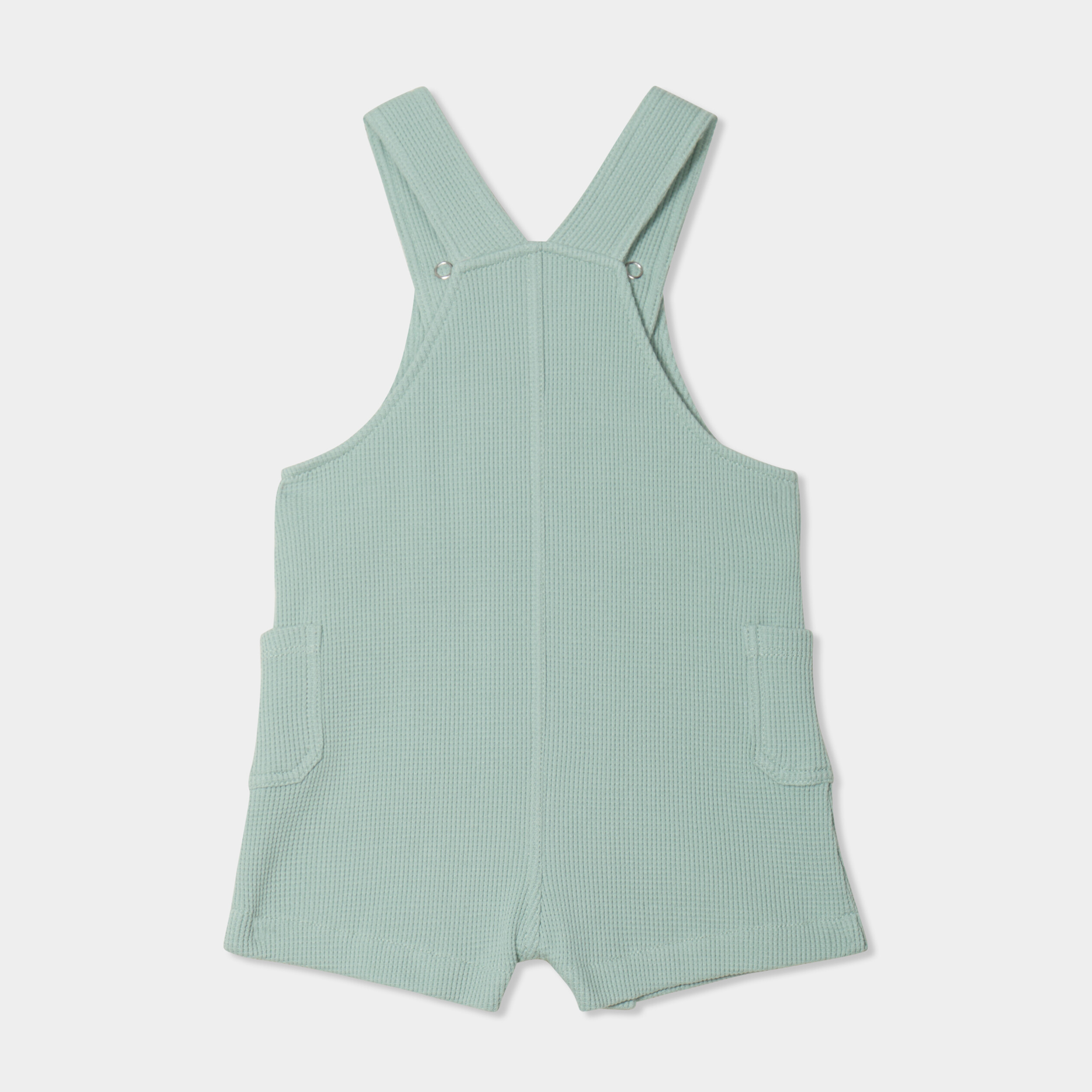 Ensemble salopette maille et bob coton vert clair b&eacute;b&eacute;