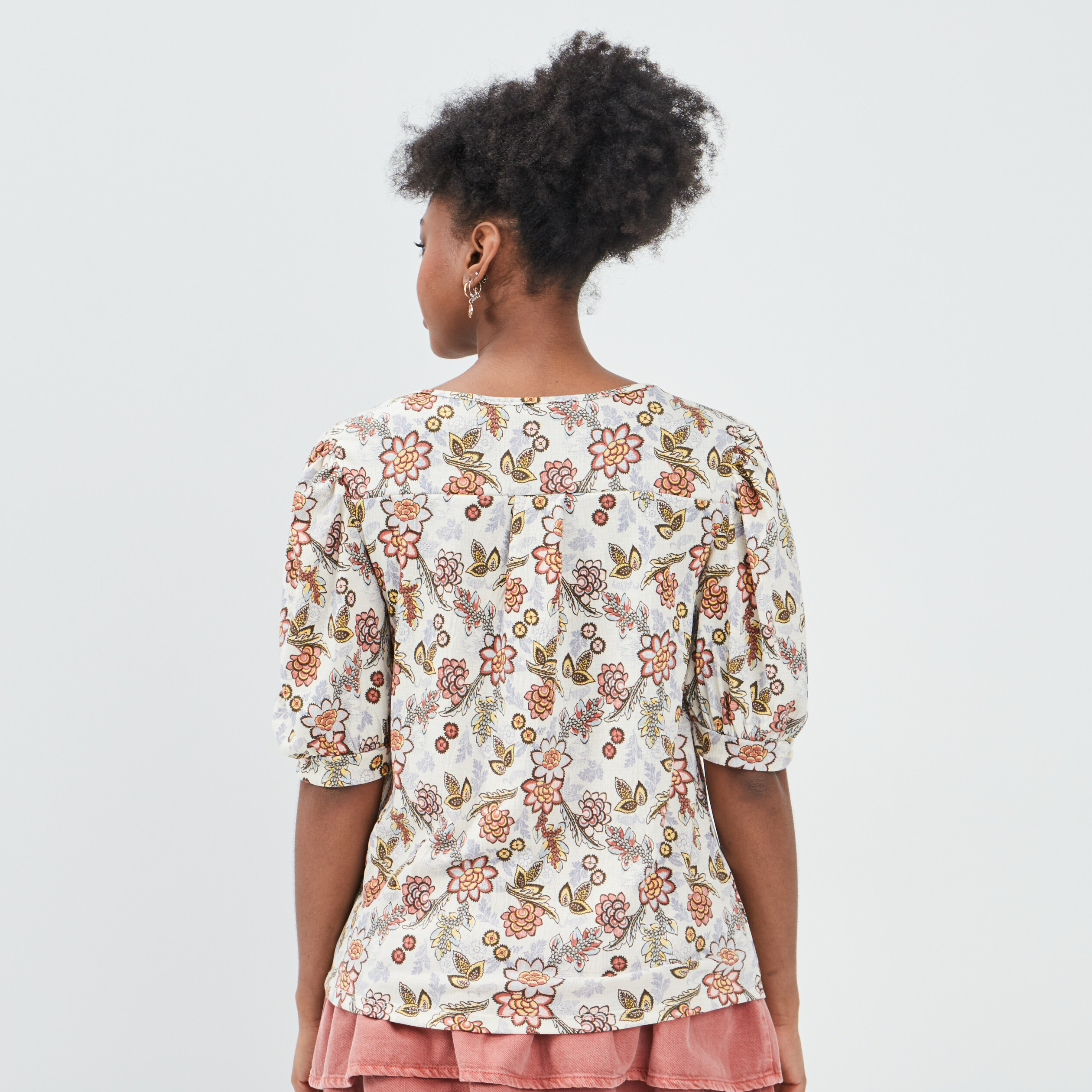 T-shirt manches courtes beige femme