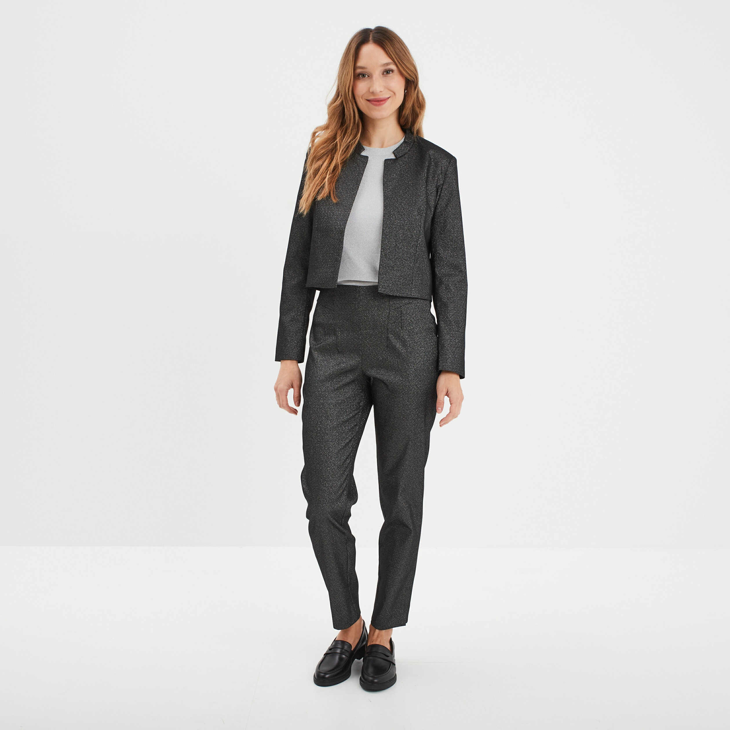 Pantalon slim femme gris online