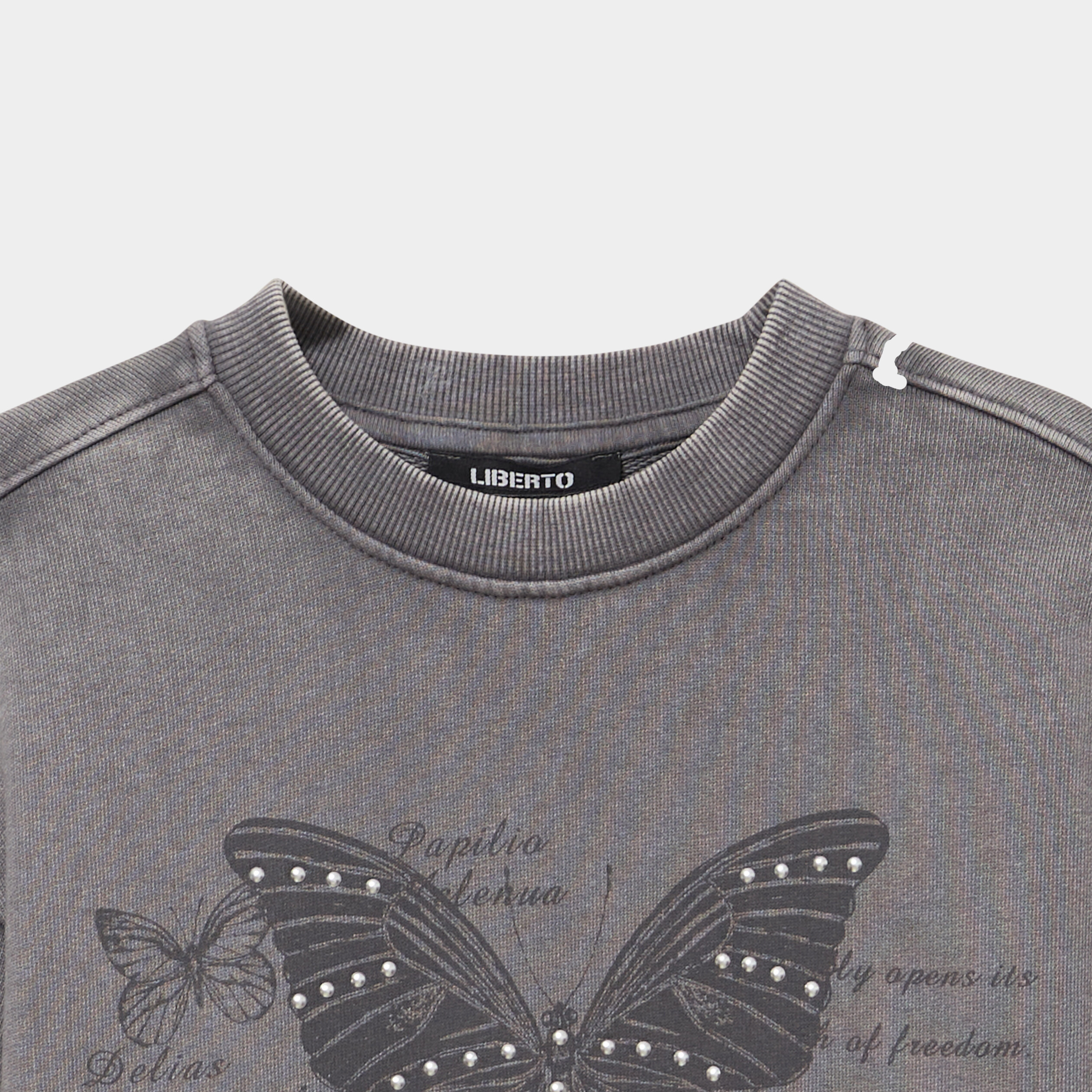 Sweat effet d&eacute;lav&eacute; &agrave; clous coton gris fille