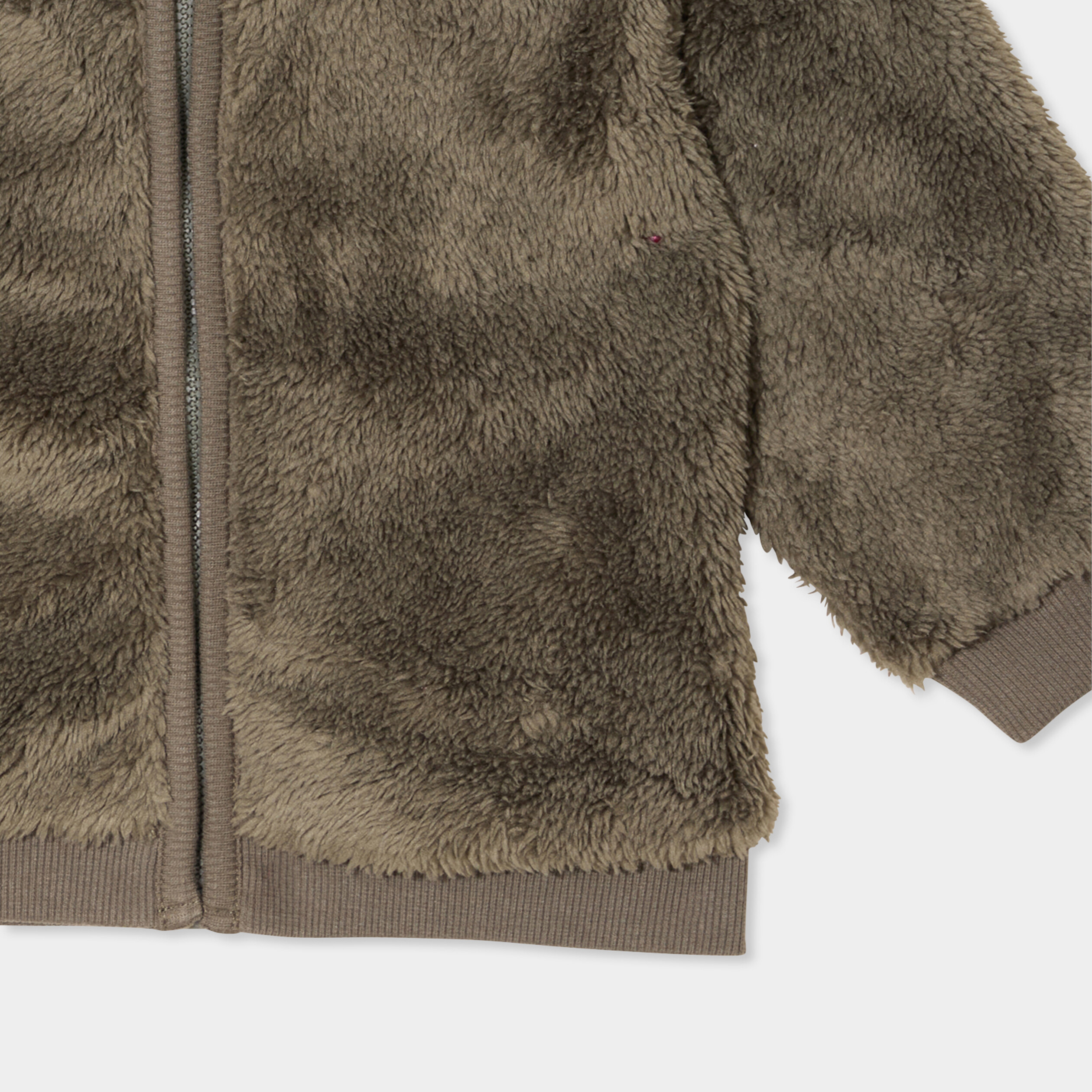gilet zippe effet polaire a capuche vert kaki bebeg Gilet zippé effet polaire à capuche vert kaki bébé garçon
