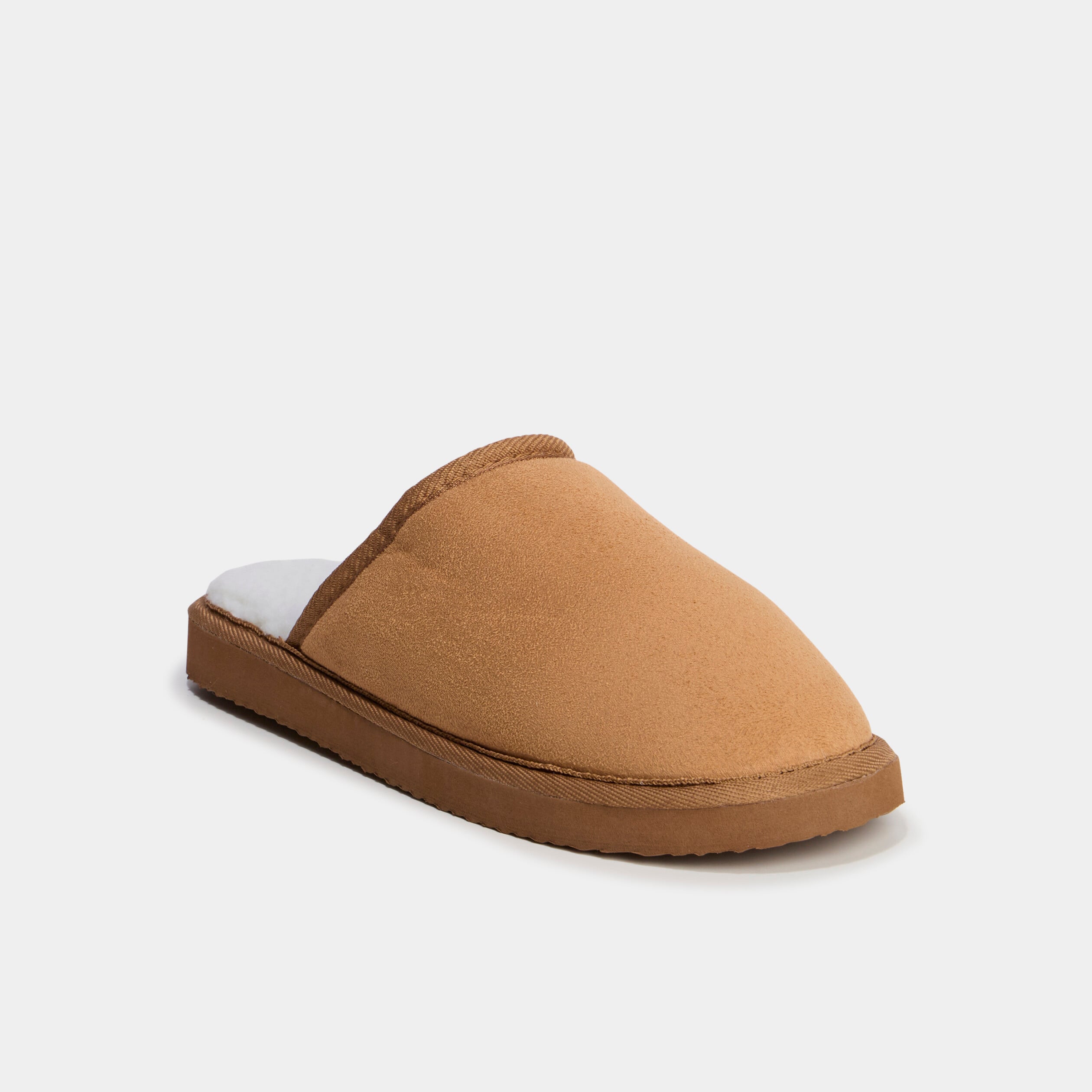 Chaussons mules doublure effet polaire camel homme