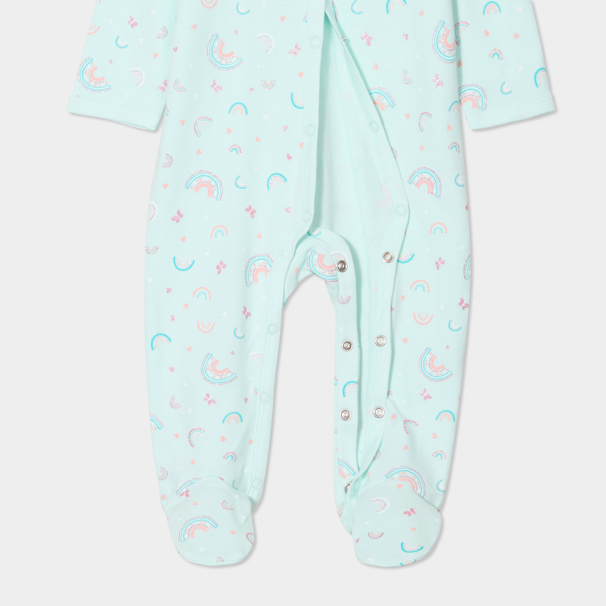 Dors-bien coton manches longues boutonn&eacute; bleu clair b&eacute;b&eacute;