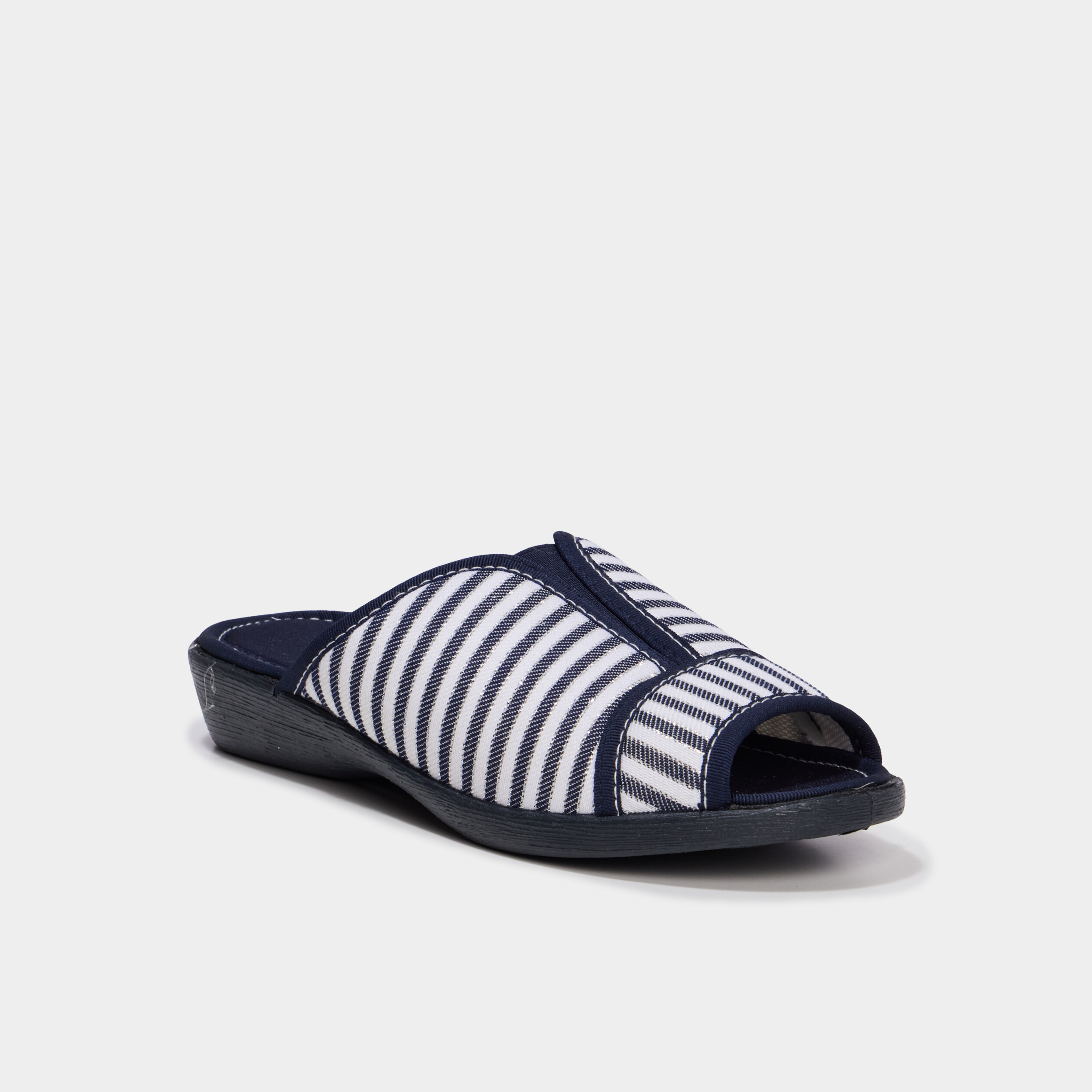 Chaussons mules compens&eacute;s ecru femme