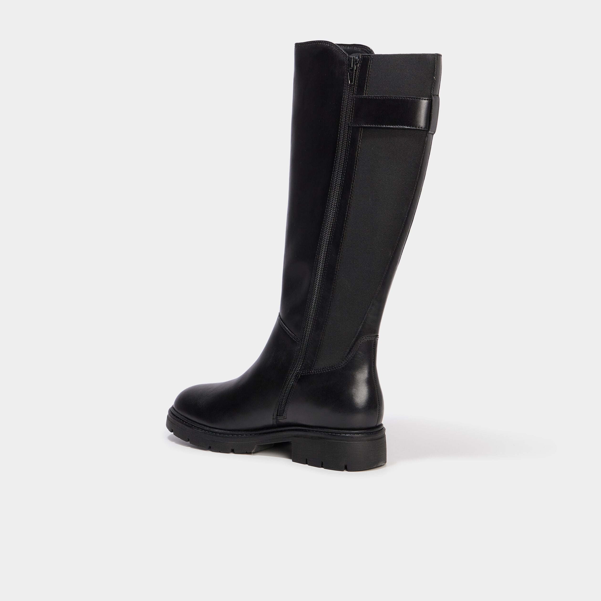 Bottes en cuir avec boucles noir femme