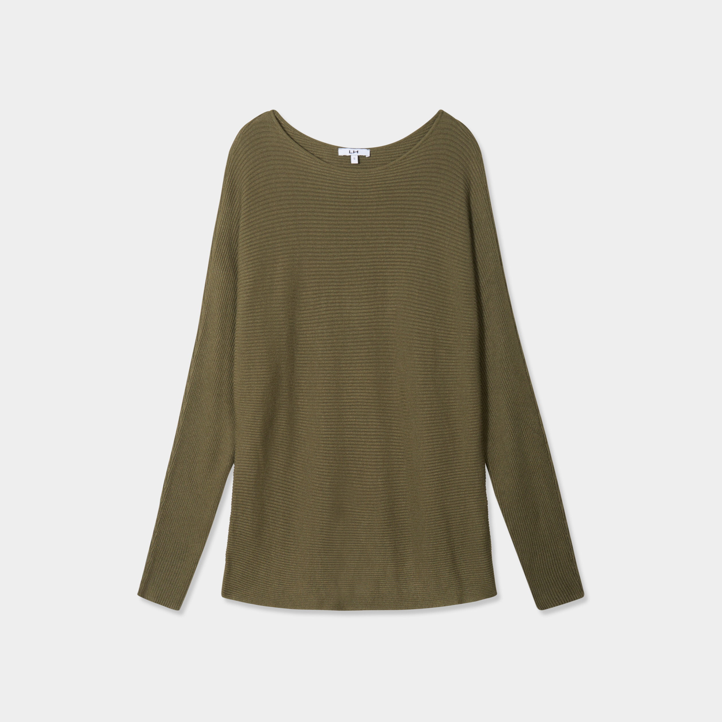 Pull col bateau manches longues vert kaki femme