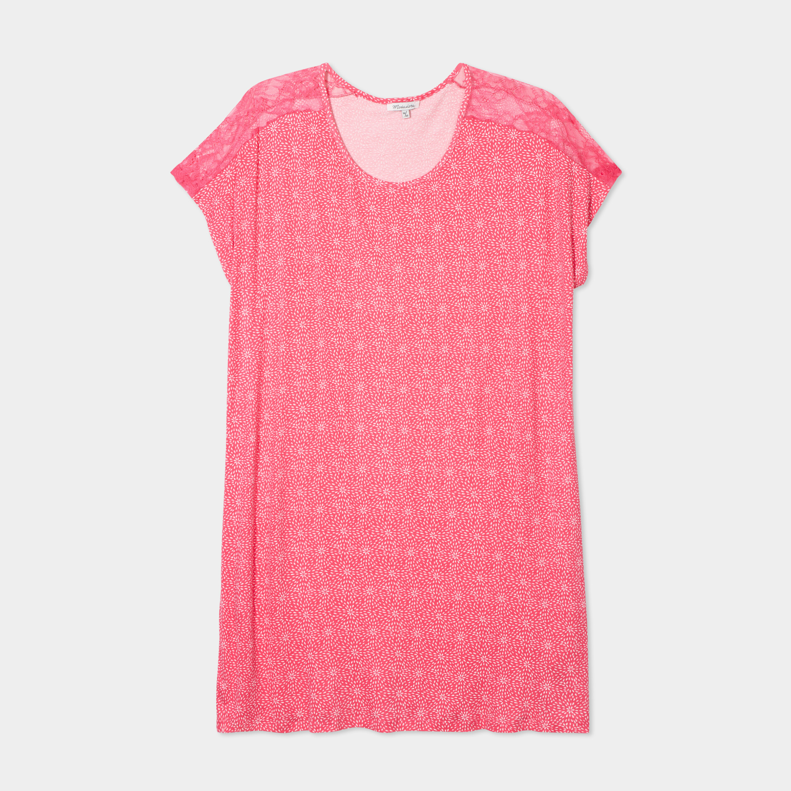 Chemise De Nuit Taille 38/40 - Imprimé Rouge Devant - Coton - Occasion Très Bon état