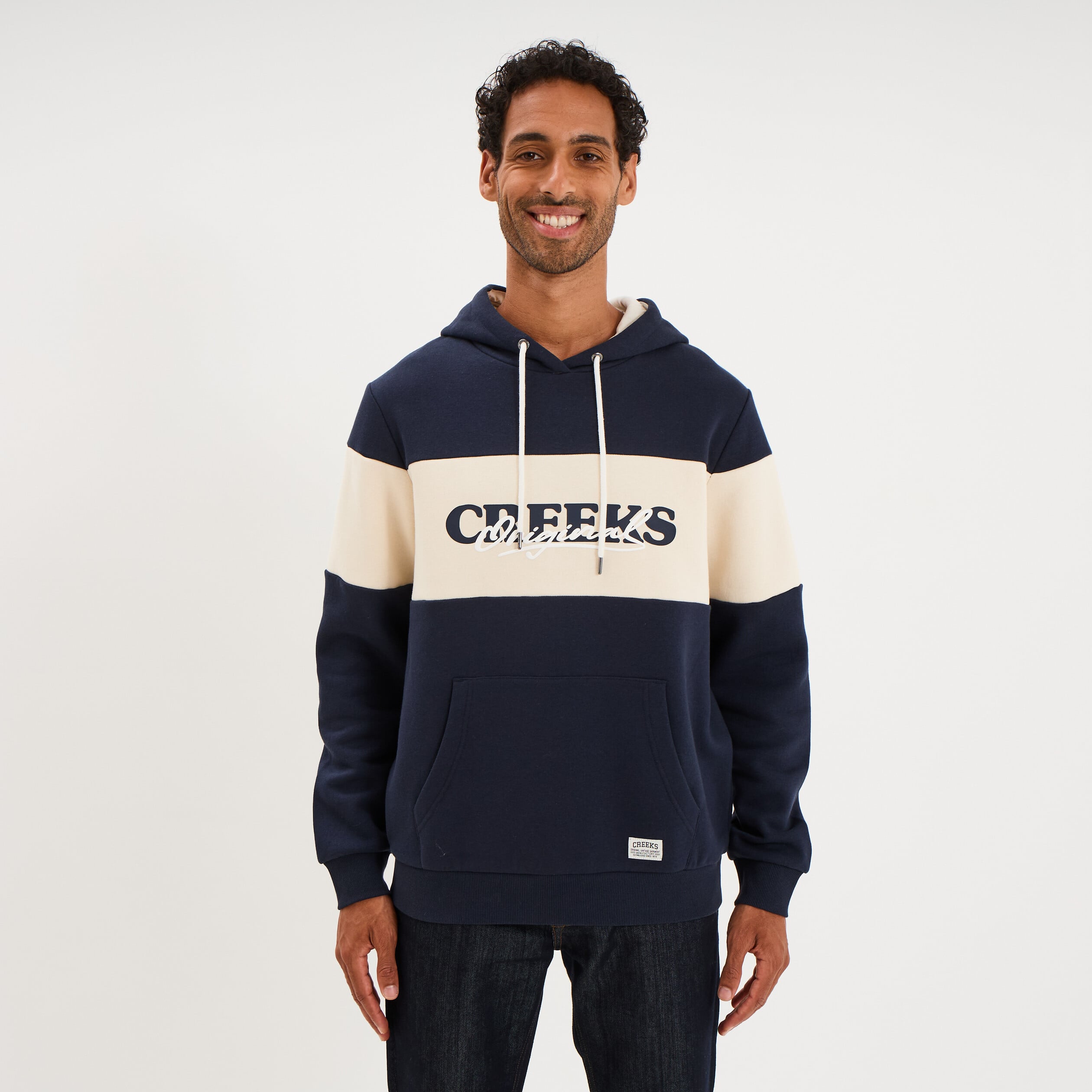Sweat hoodie 1 poche bleu marine homme