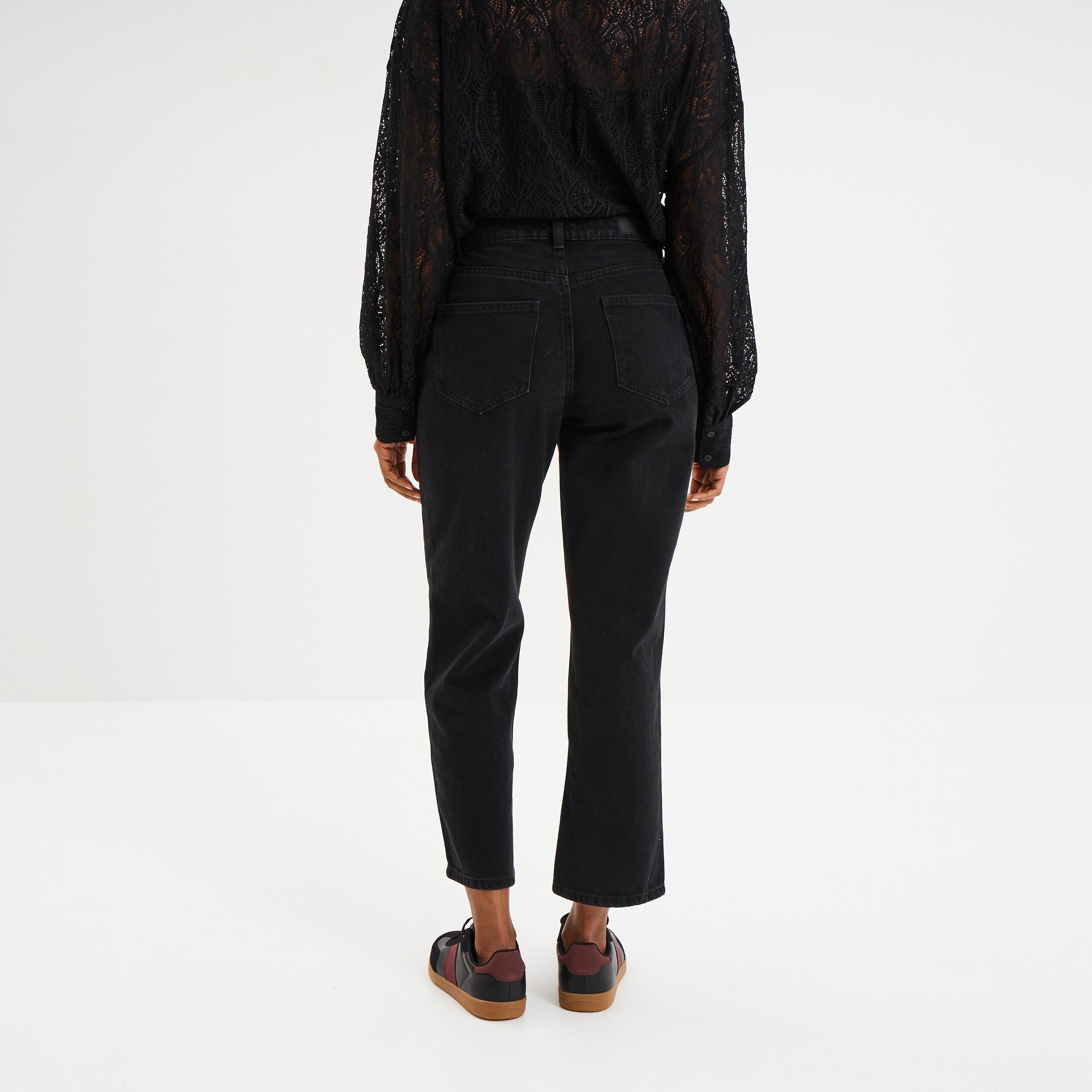 jeans droit 78eme coton denim noir femme Jeans droit 7/8ème coton denim noir femme