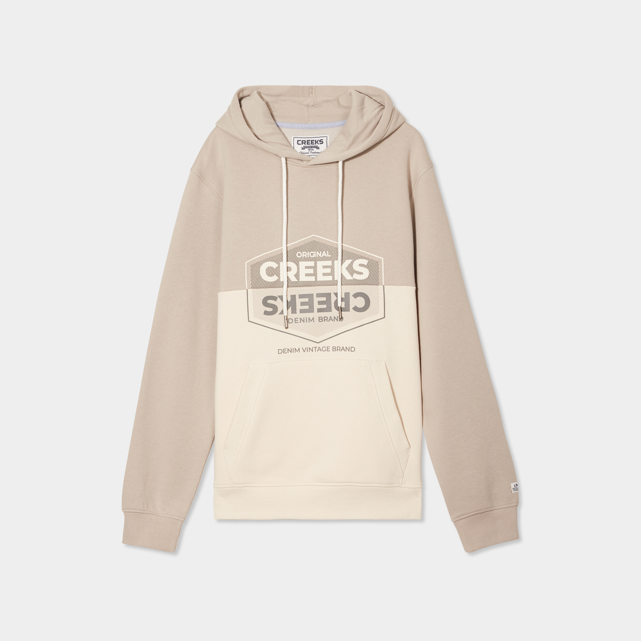 Sweat molleton &agrave; capuche hoodie gris clair homme