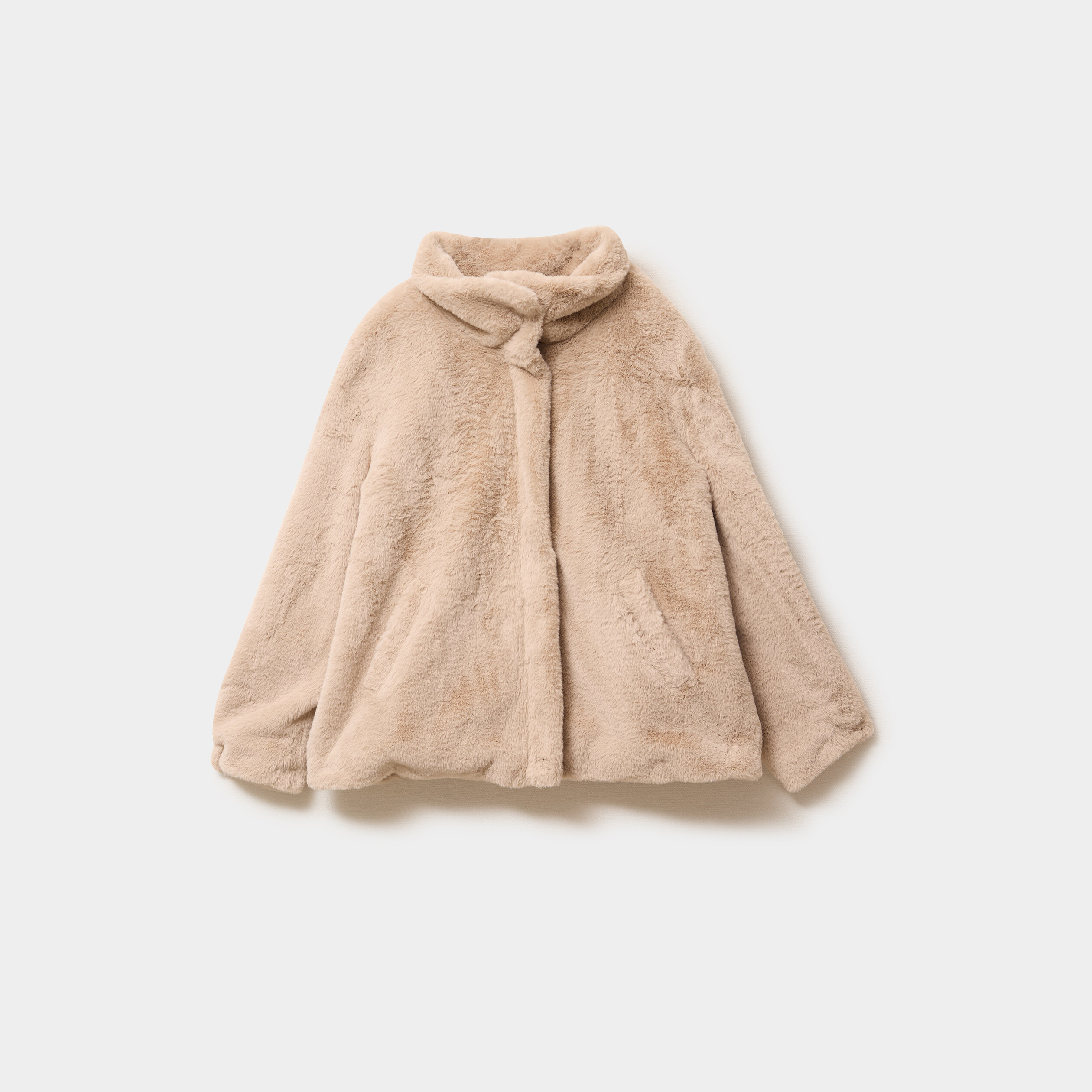 manteau fausse fourrure col montant beige femmegt Manteau fausse fourrure col montant beige femme grande taille