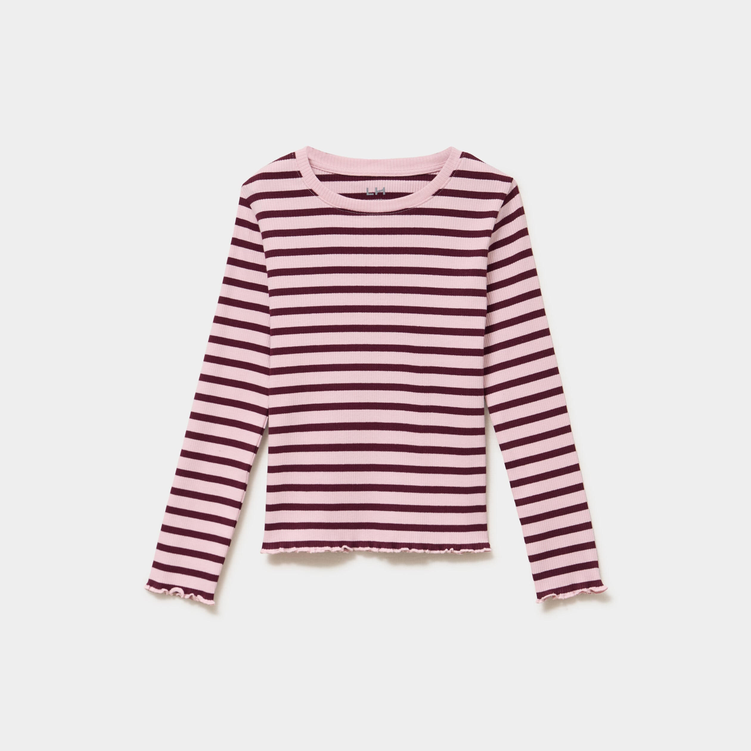 T-shirt c&ocirc;tel&eacute; ajust&eacute; manches longues bordeaux fille