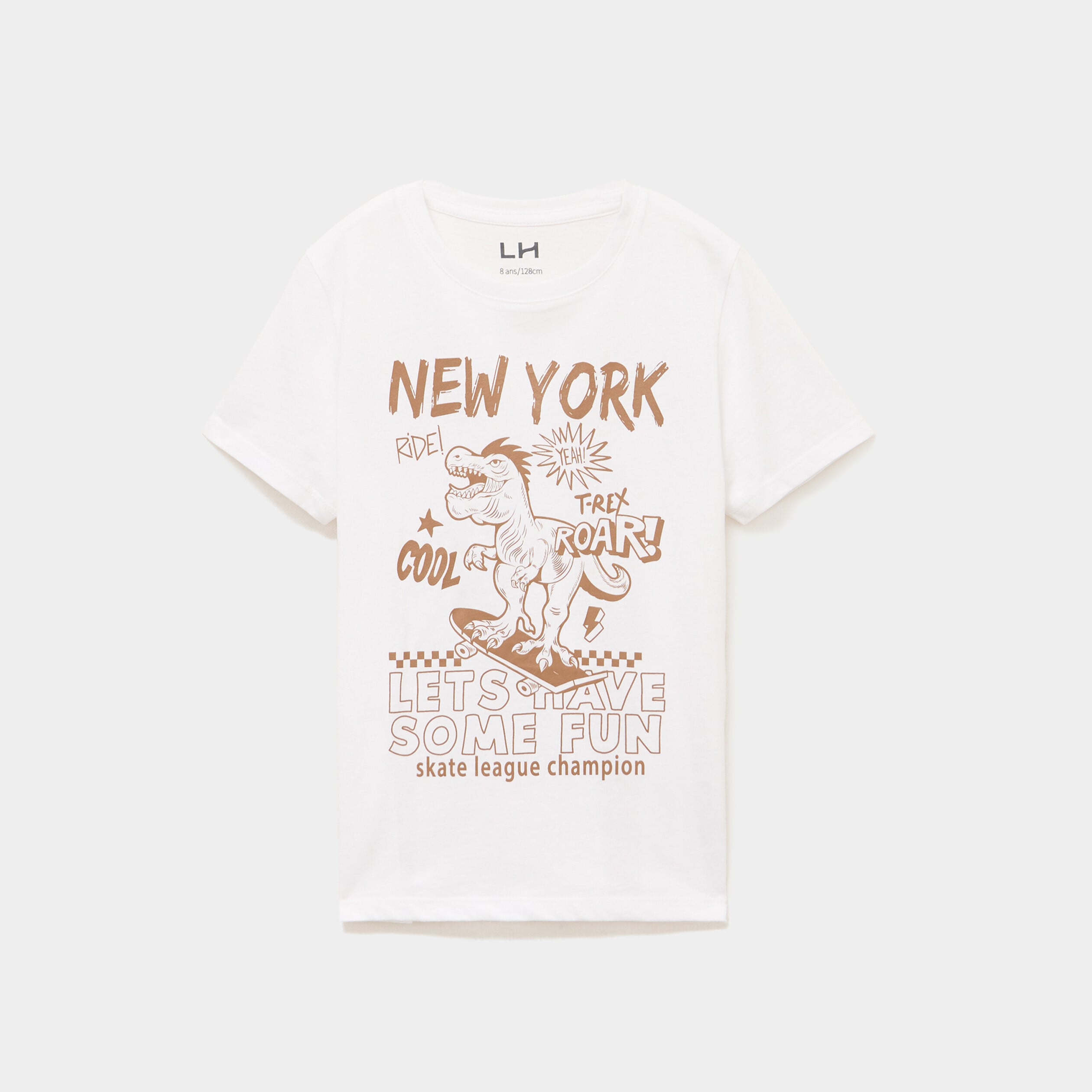 T-shirt col rond manches courtes coton blanc gar&ccedil;on