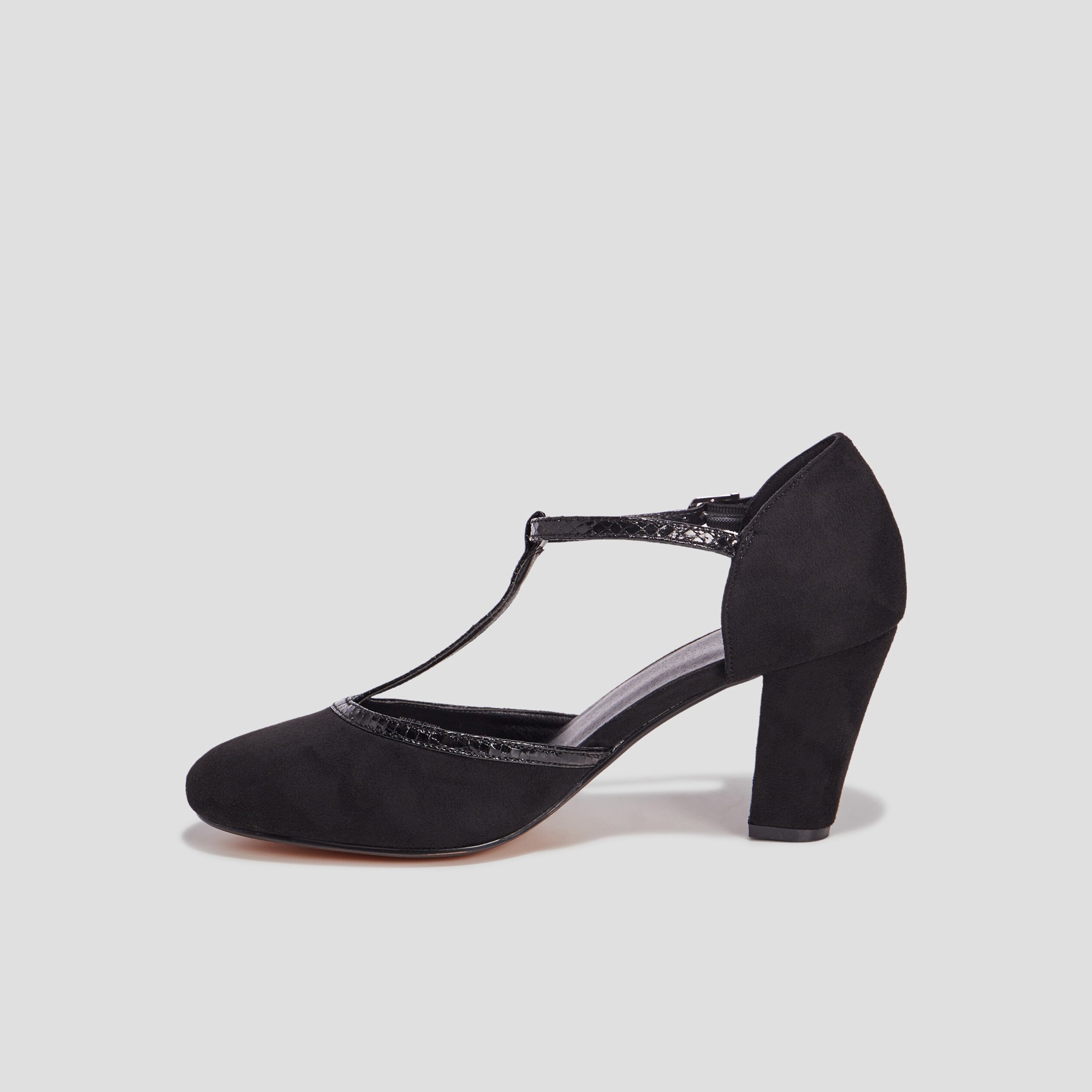 Escarpins salome a talons aspect suedine noir femme