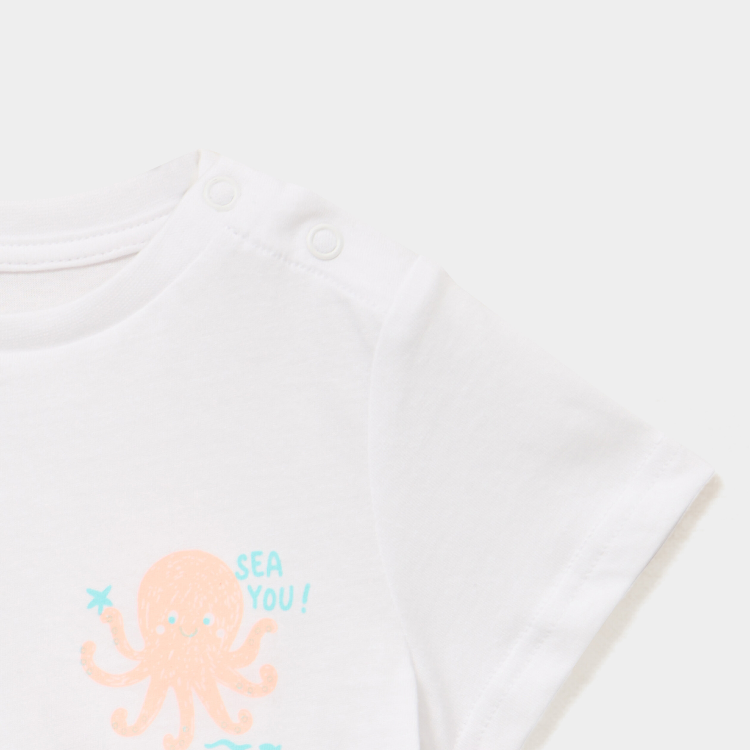 Ensemble 2 pi&egrave;ces short et t-shirt coton bleu turquoise b&eacute;b&eacute; gar&ccedil;on