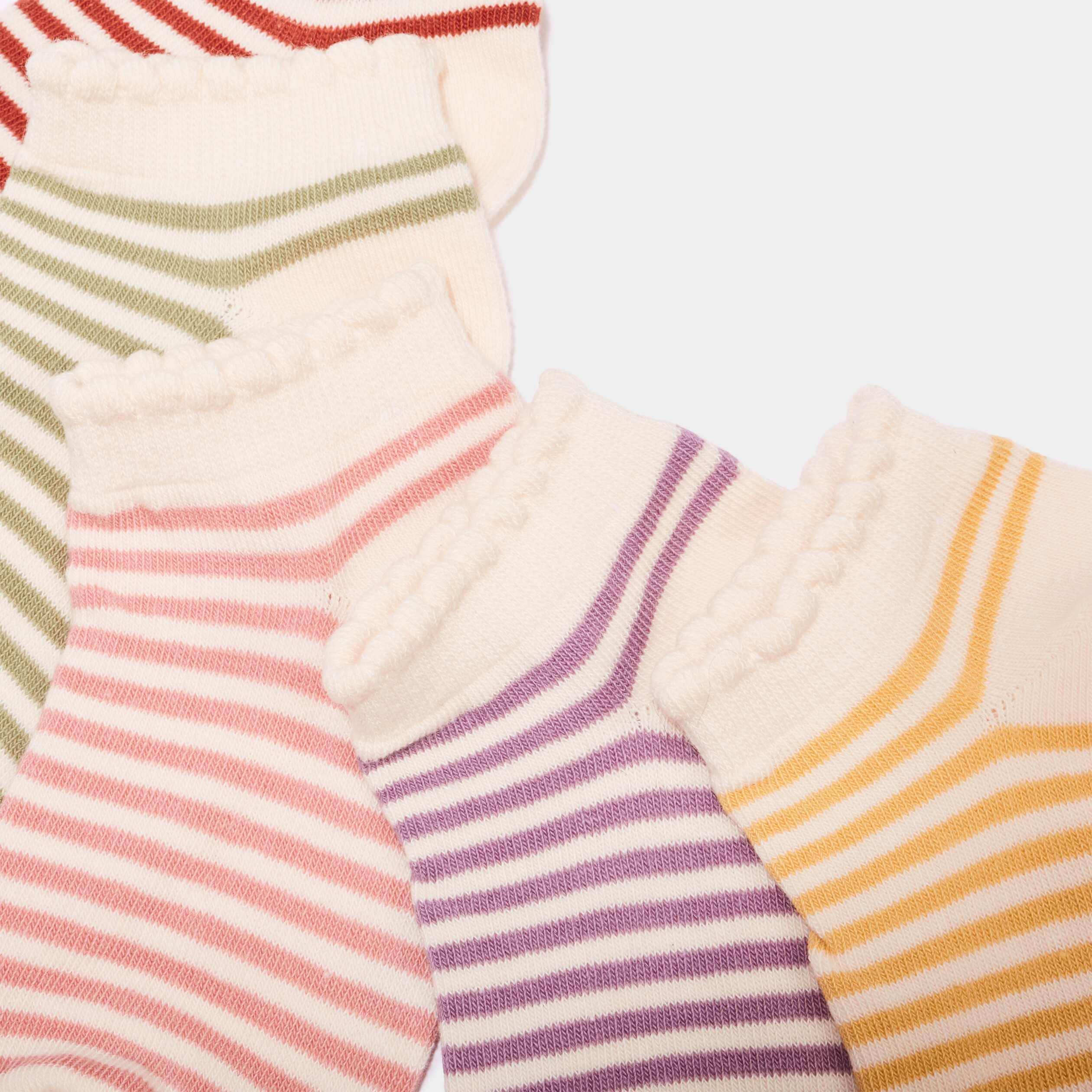 lot 5 paires socquettes bord festonne multicolore fille Lot 5 paires socquettes bord festonné multicolore fille