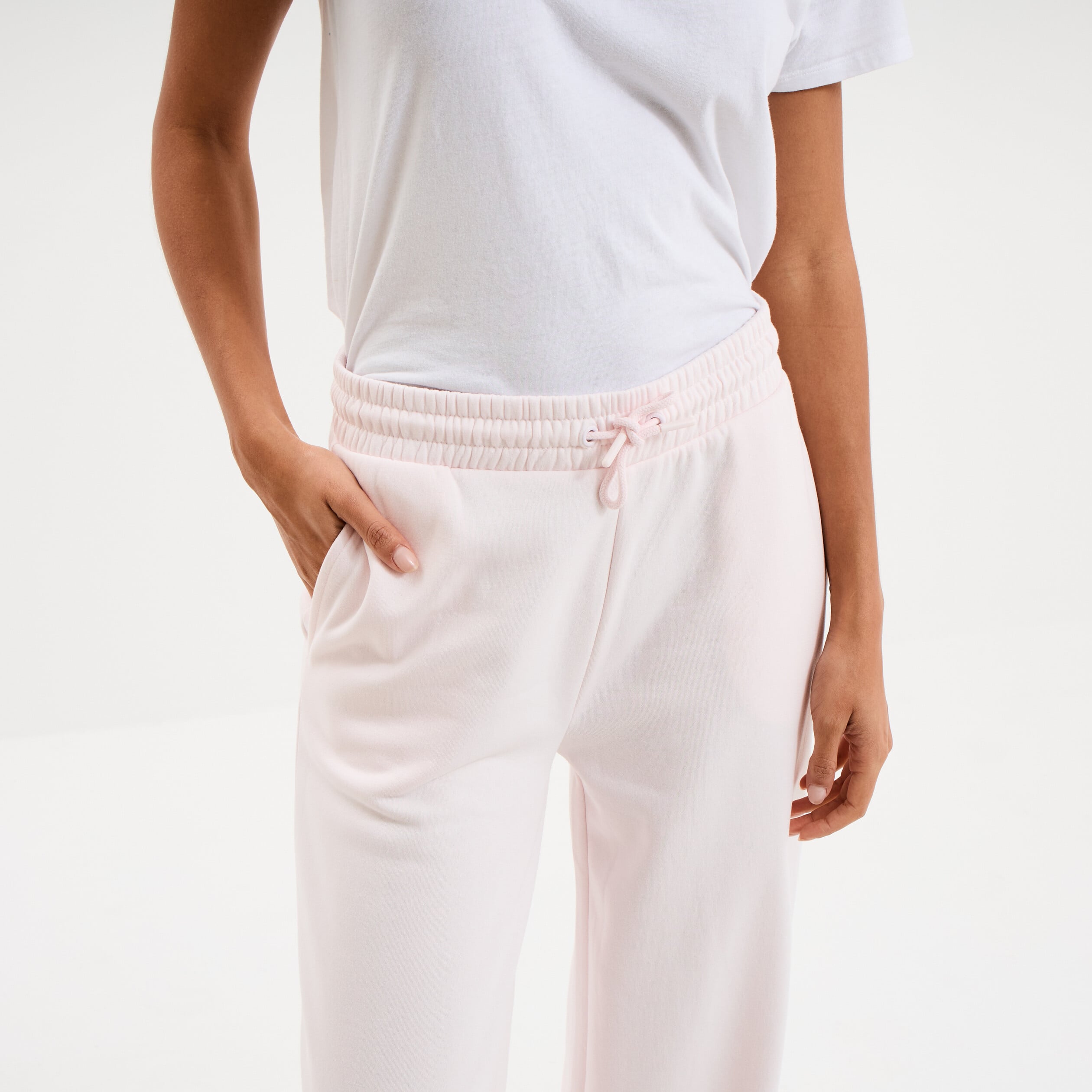 Pantalon jogging large taille &eacute;lastiqu&eacute;e rose clair femme