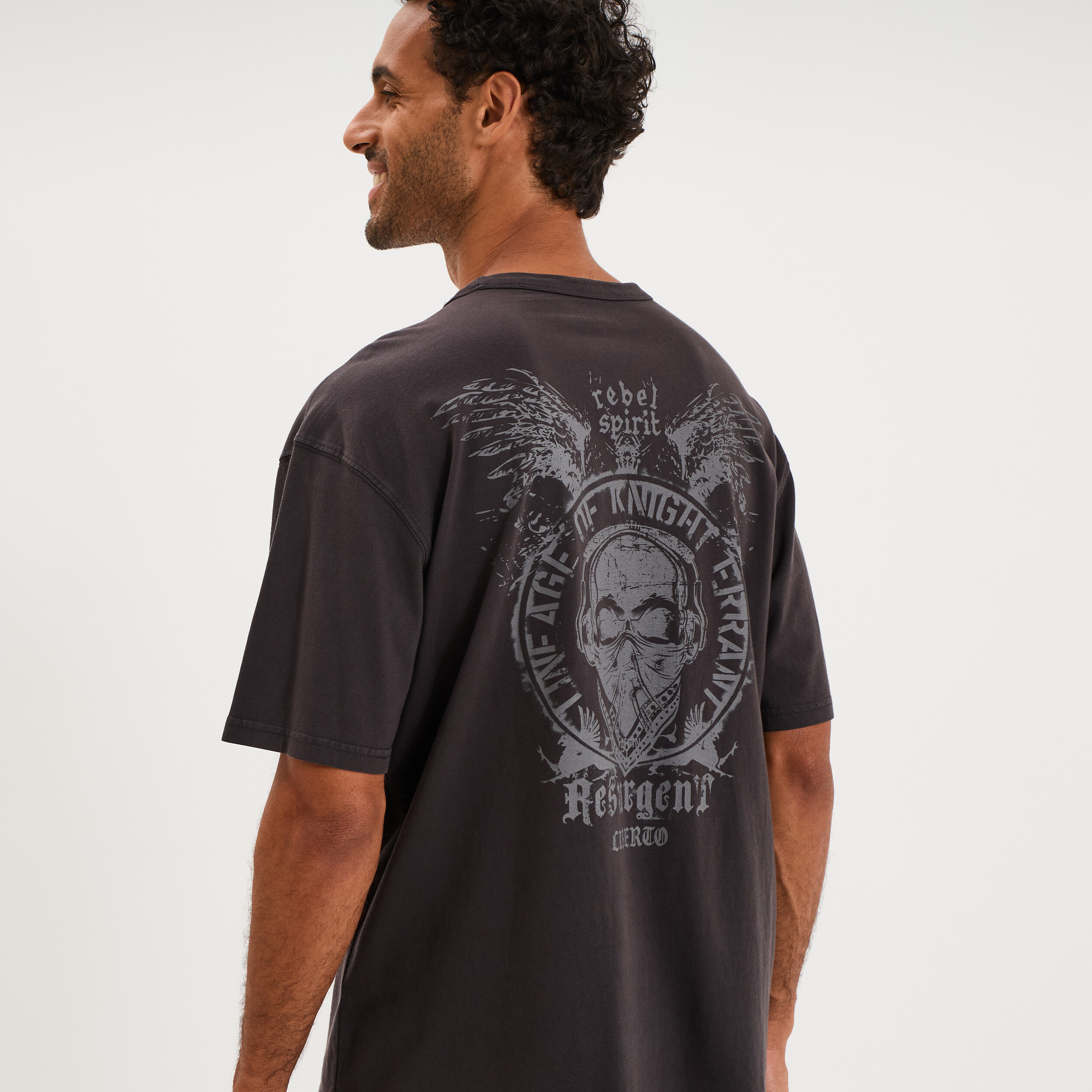 T-shirt 1 poche manches courtes coton gris fonc&eacute; homme